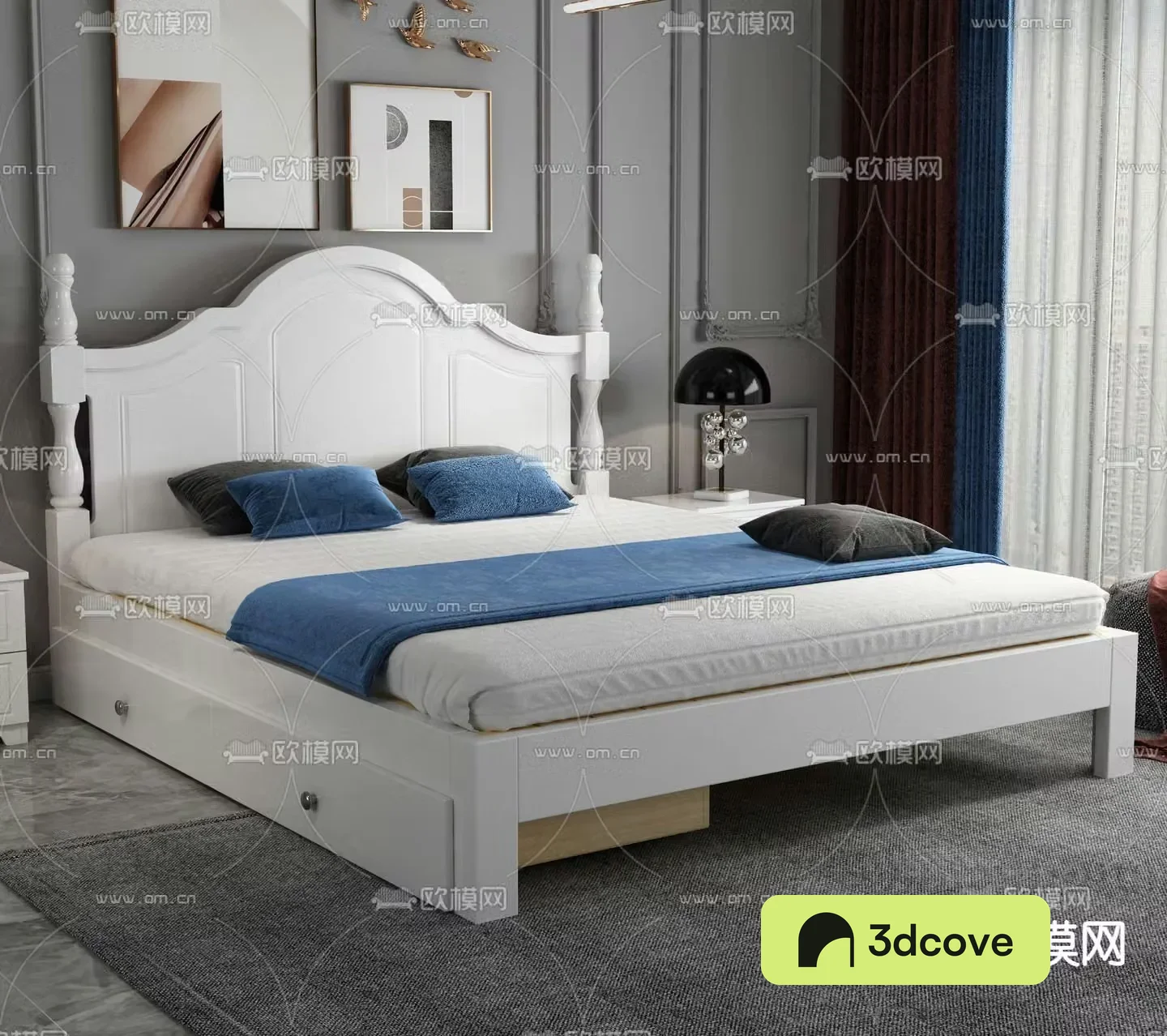 Simple European double bed