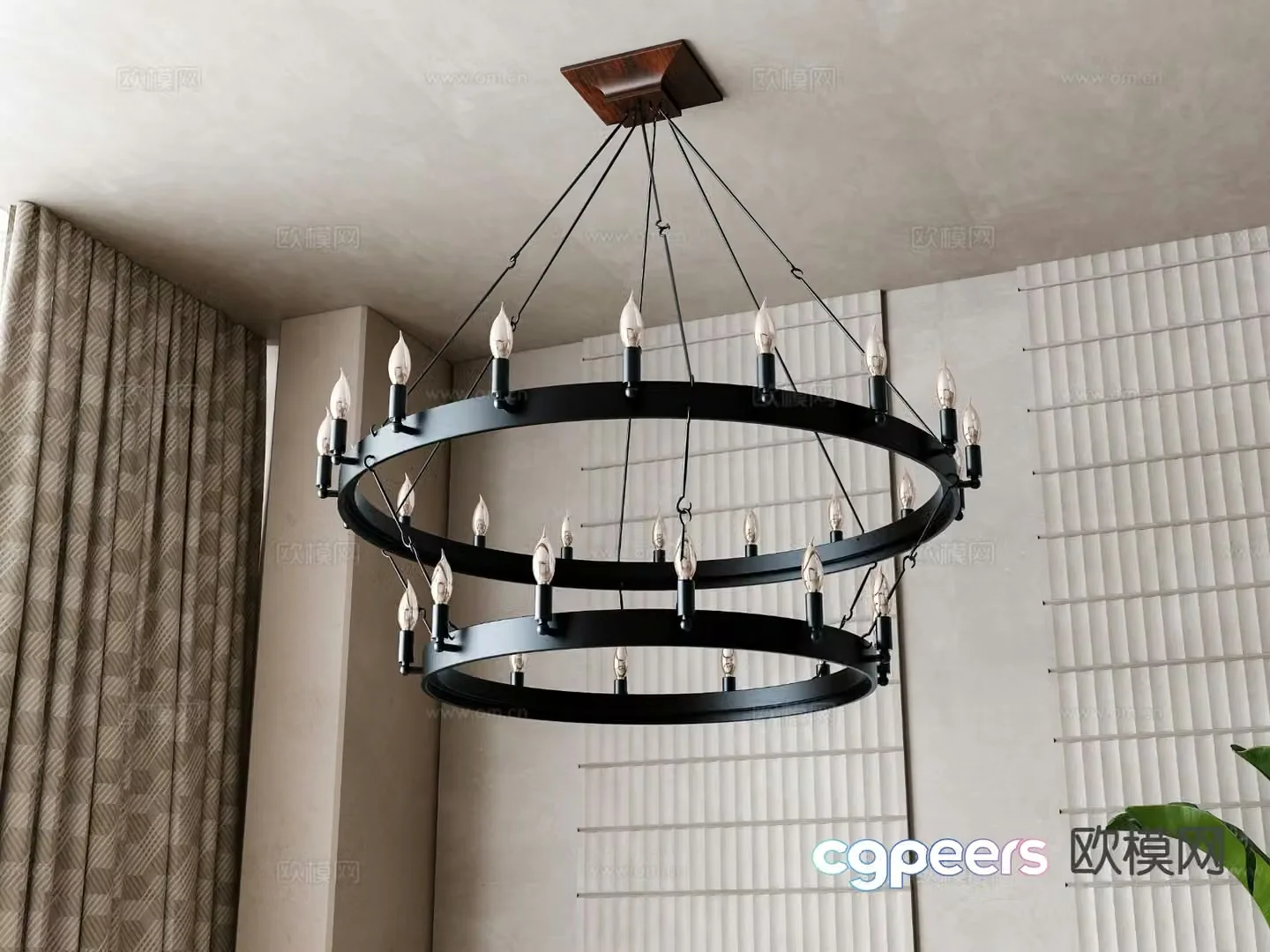 French chandelier ring chandelier 3d model