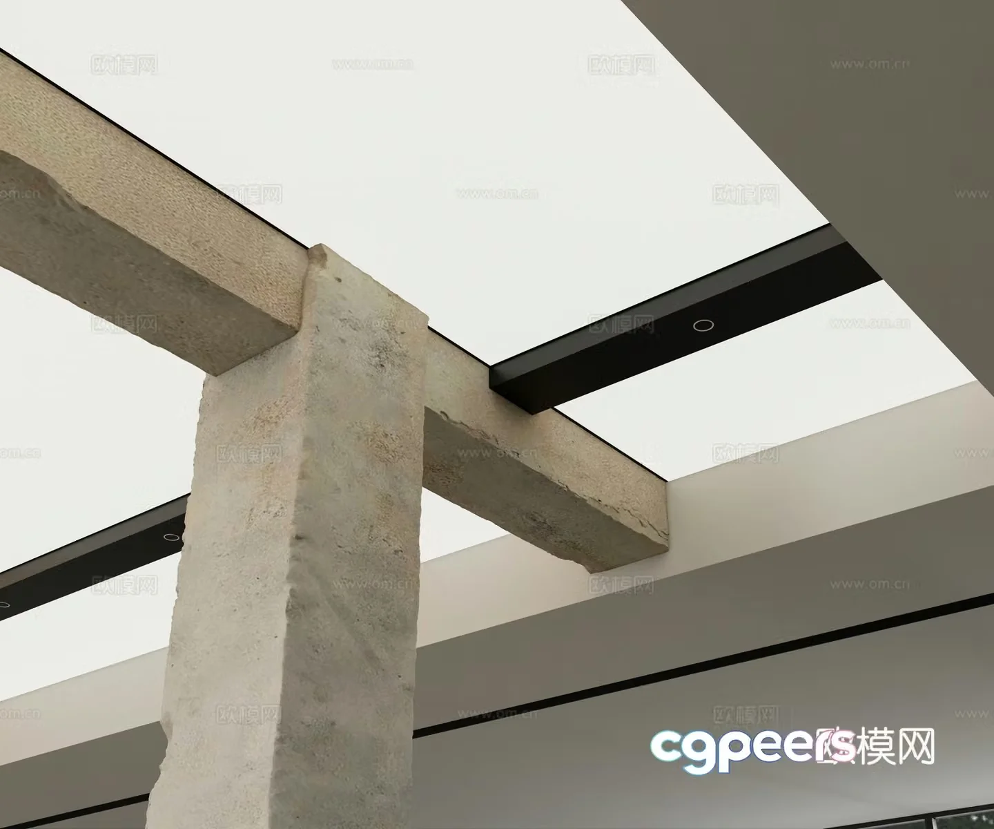 Modern suspended ceiling Soft film ceiling Cement beam 3D model