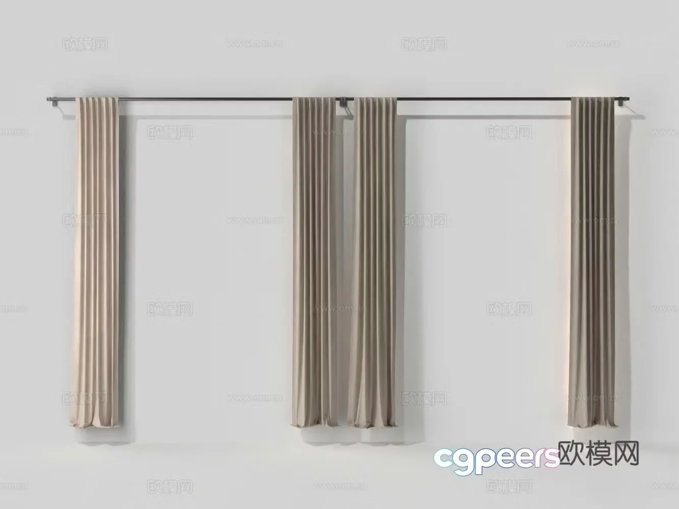 Modern cotton curtain rod curtain 3d model