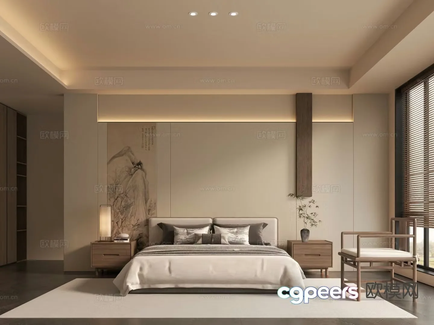 New Chinese style bedroom master bedroom 3d model