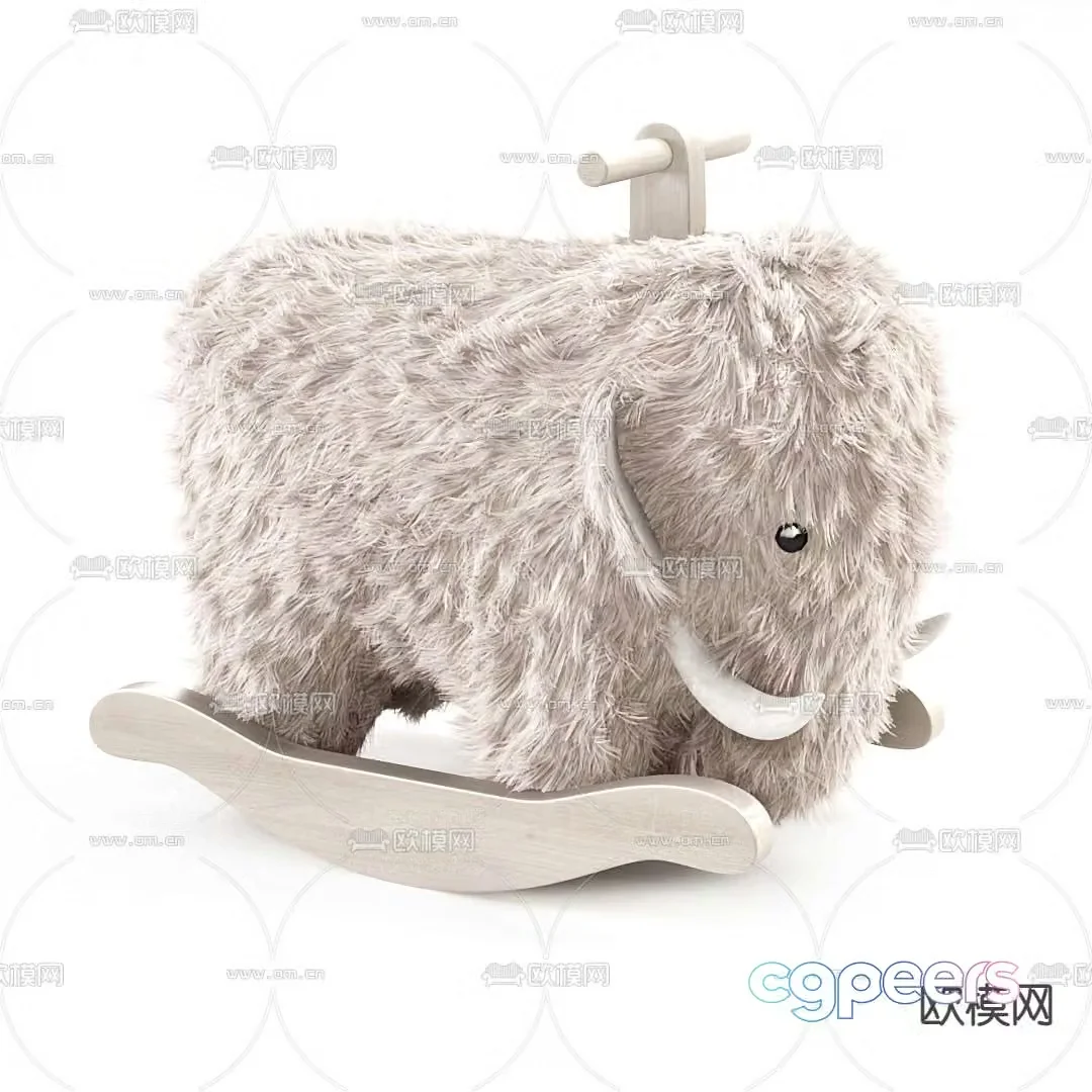 Modern children’s plush elephant rocking horse toy 3d model