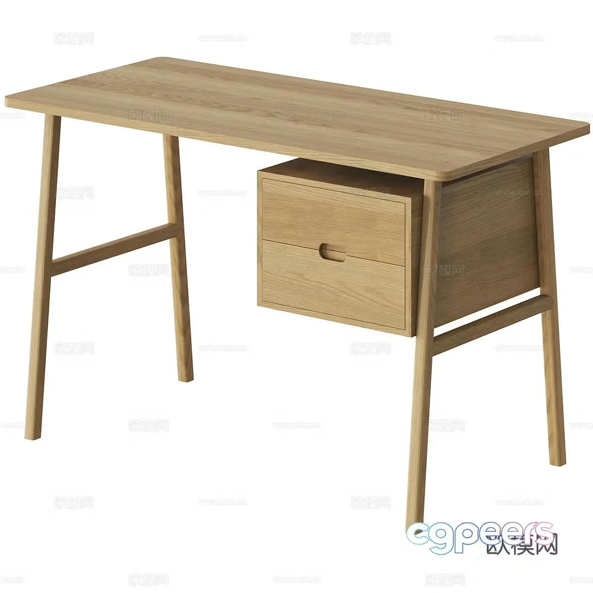 New Chinese style log desk 3D model