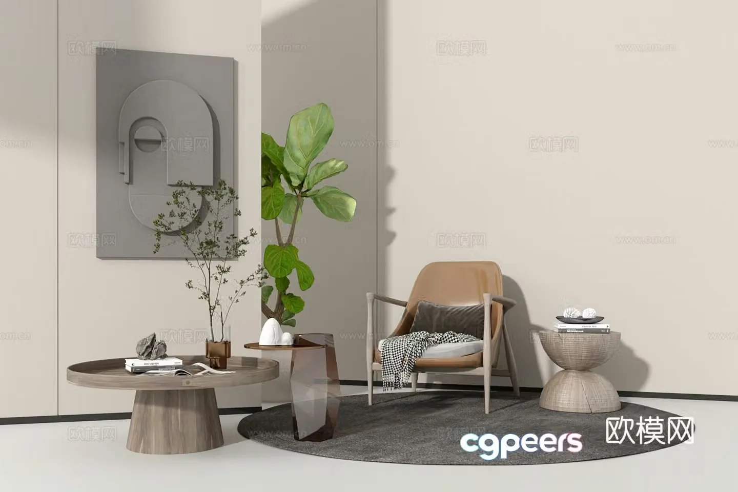 Modern chair coffee table combination ornament combination 3d model