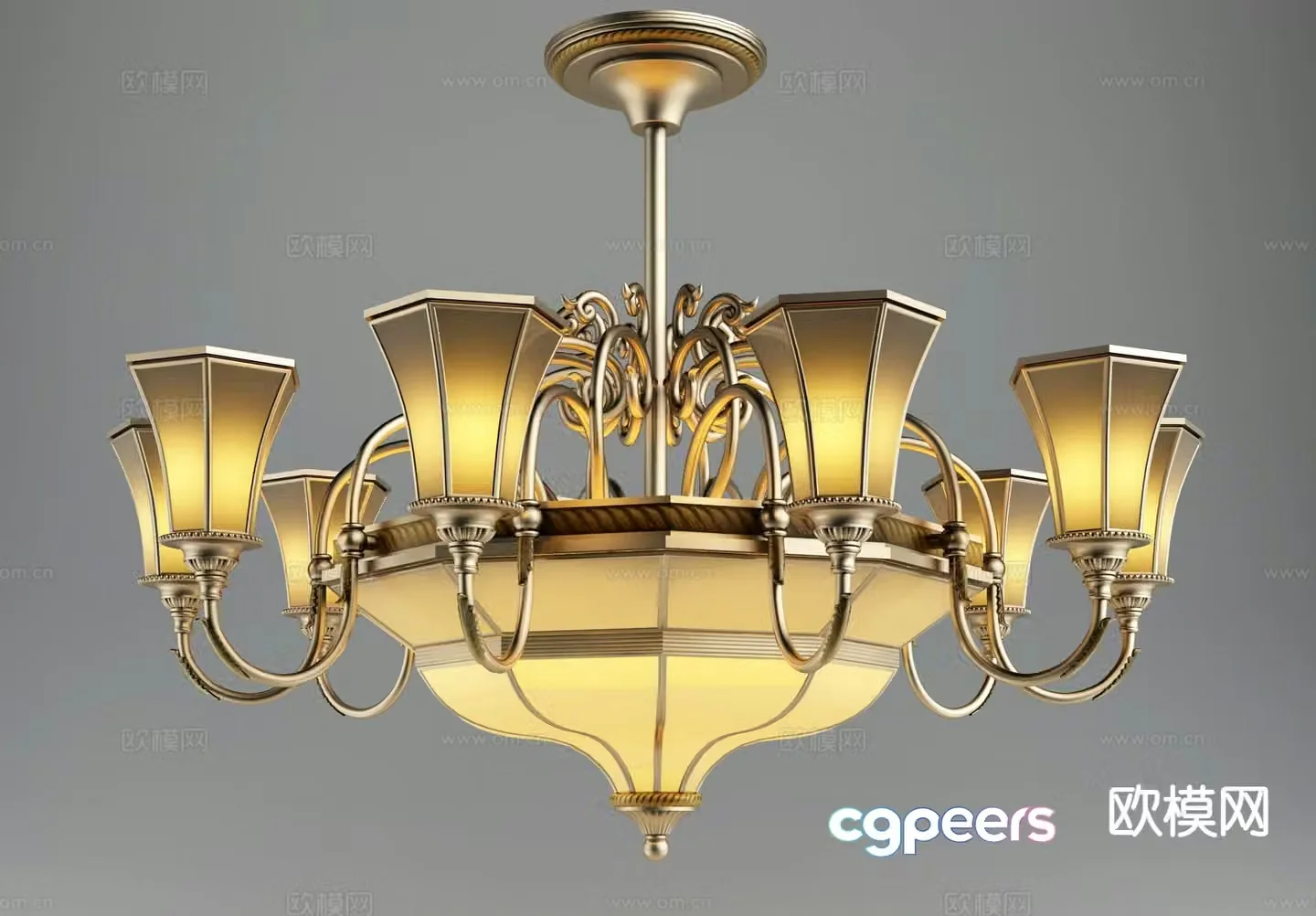 European style chandelier hall chandelier 3d model