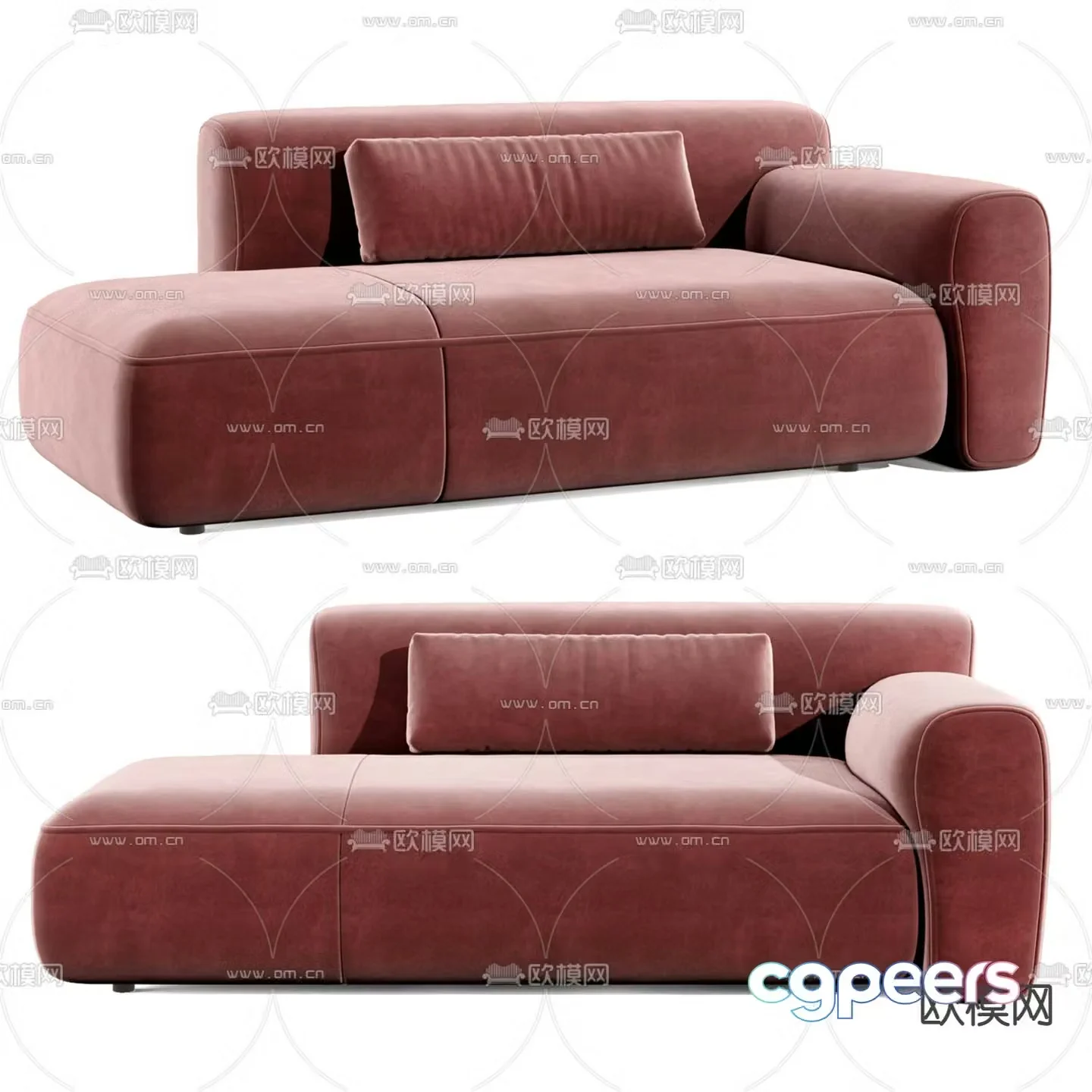 Flexform red chaise longue 3d model