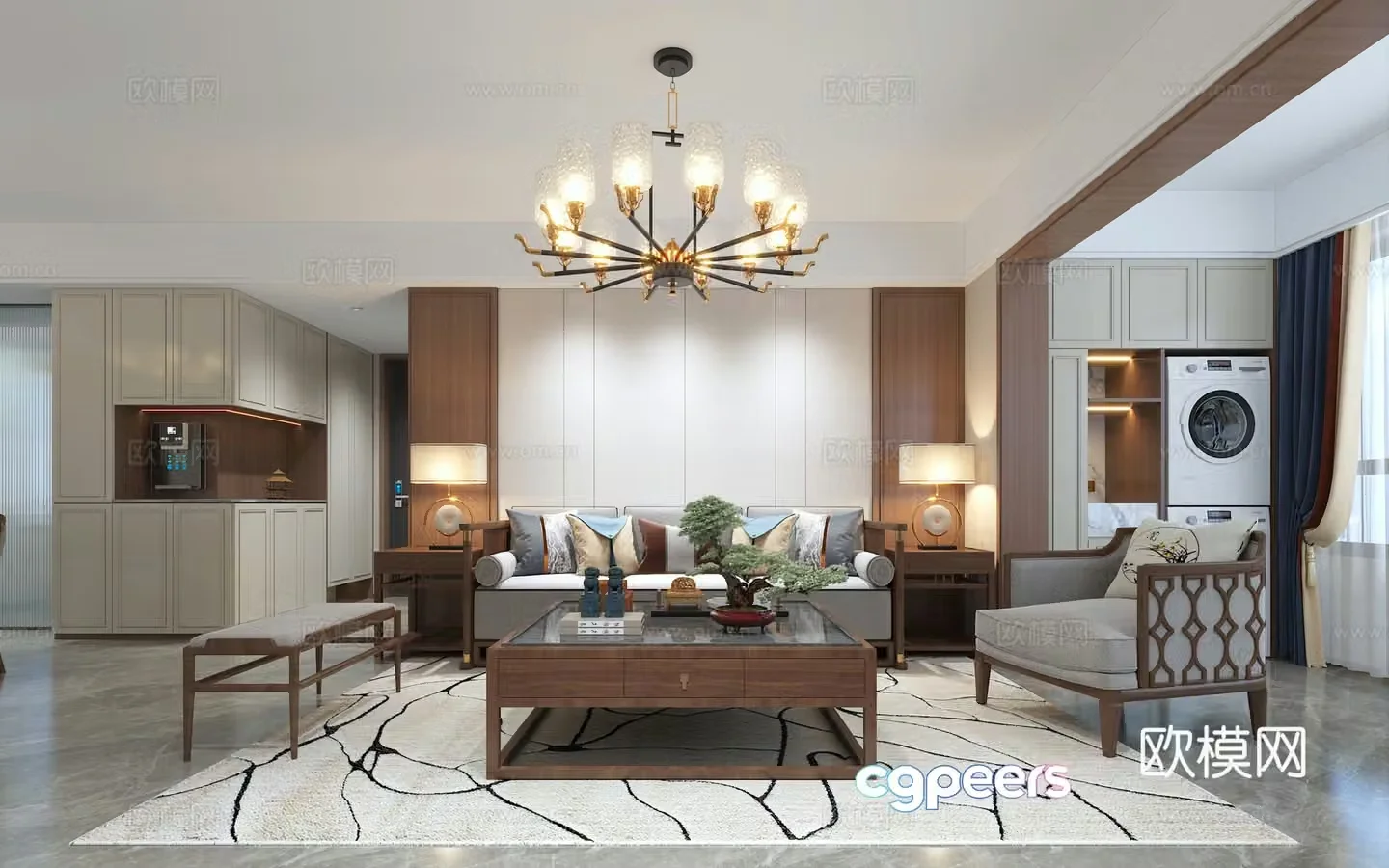 New Chinese style living room 3d model