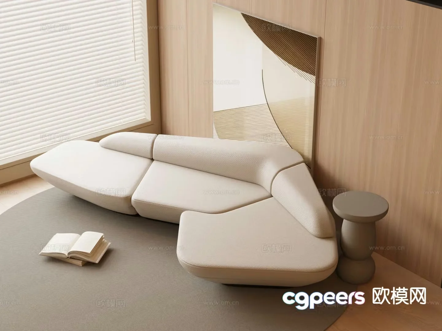 Modern special-shaped sofa multi-person sofa 3D model