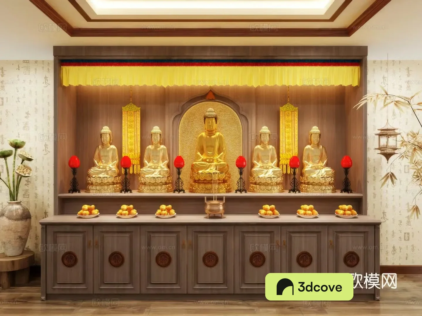 Buddha niche shrine hostel incense stove candle holder