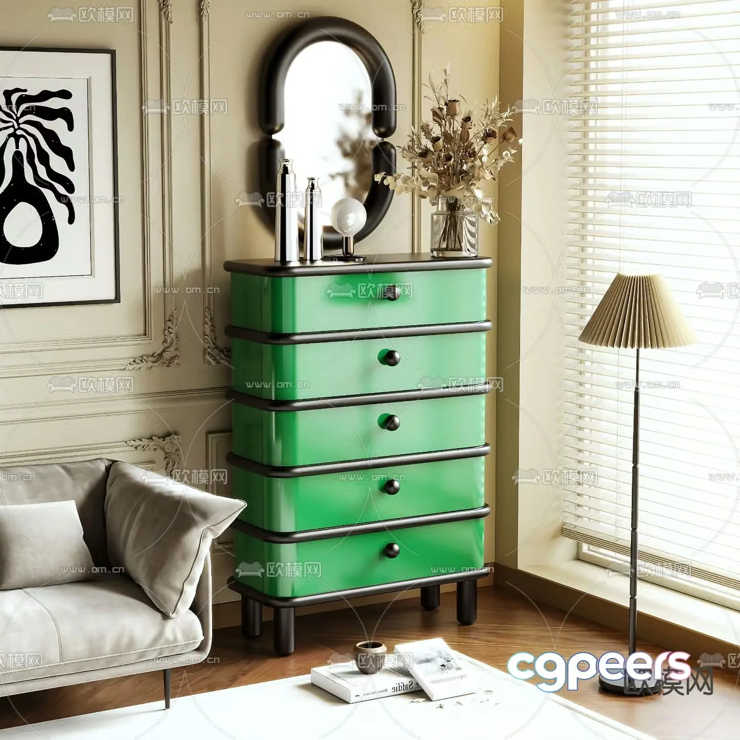 French chest of drawers 3D model
