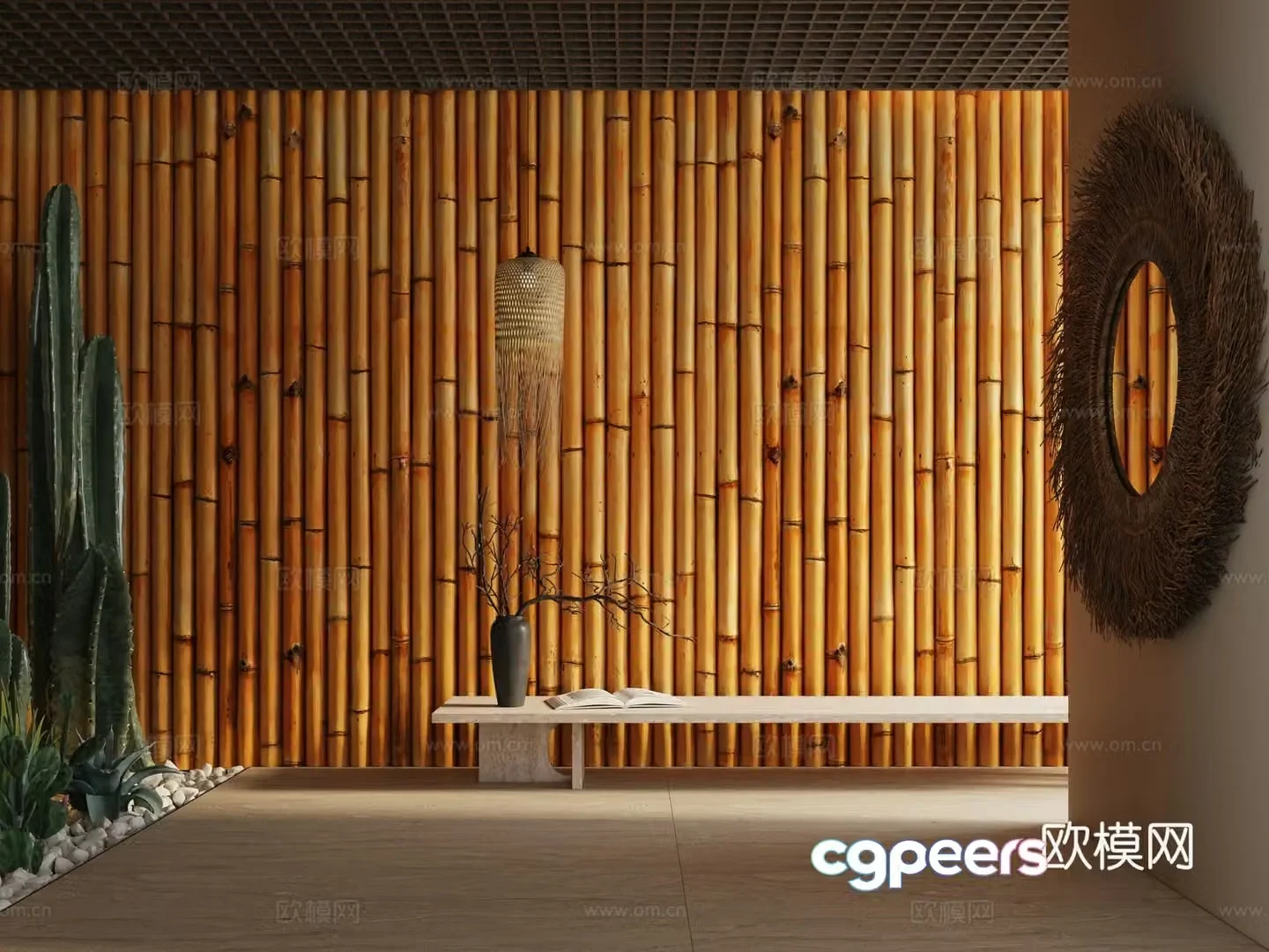 Translucent stone Wood veneer Marble Hard bag Fur stone background wall 3D model