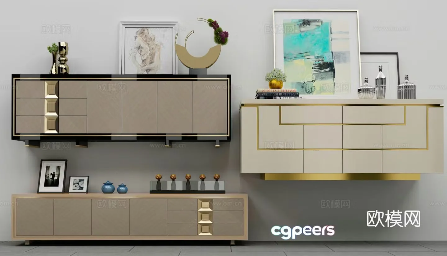 New Chinese TV cabinet combination 3D model