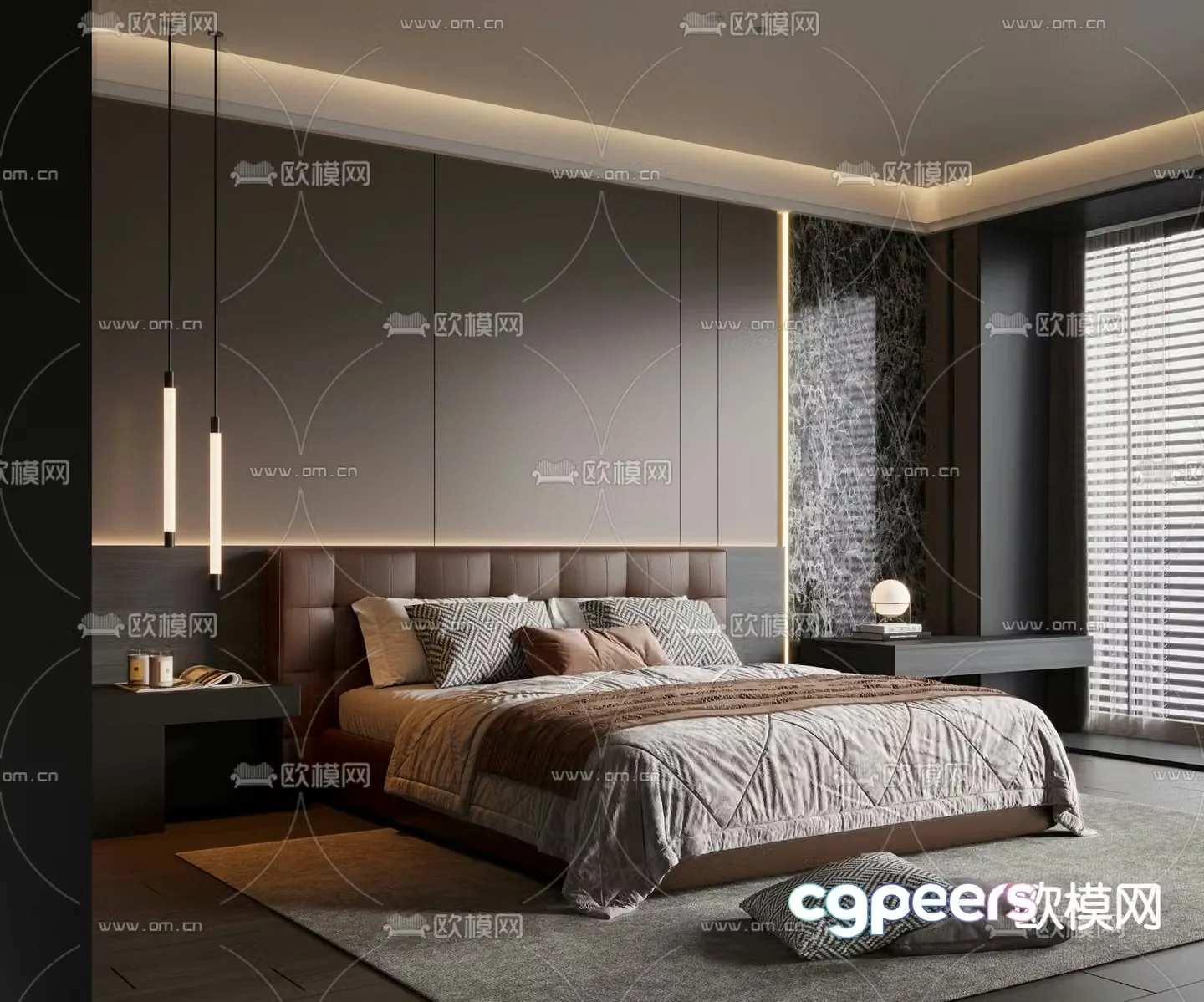 Italian double bed 3d model