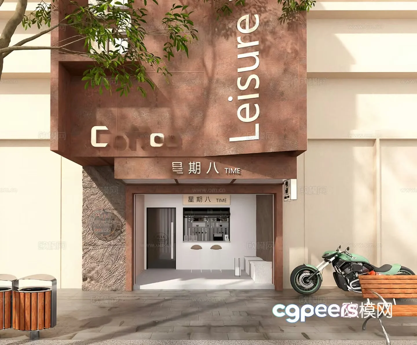 Modern cafe door 3d model