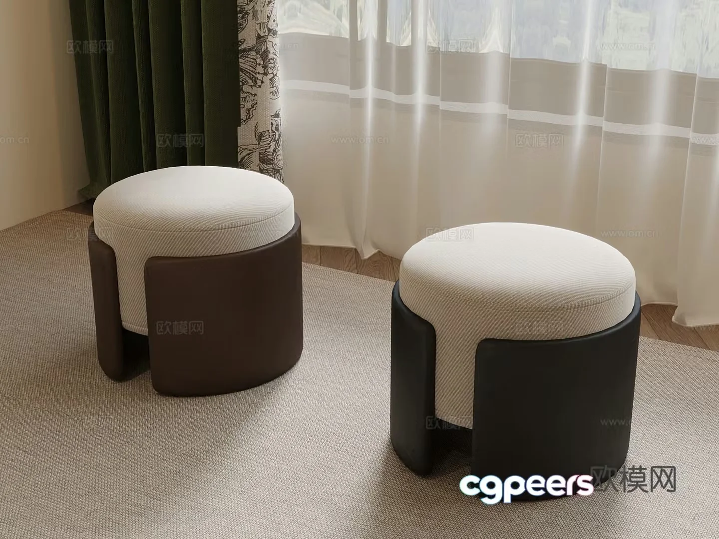 Modern stool round stool low stool 3d model