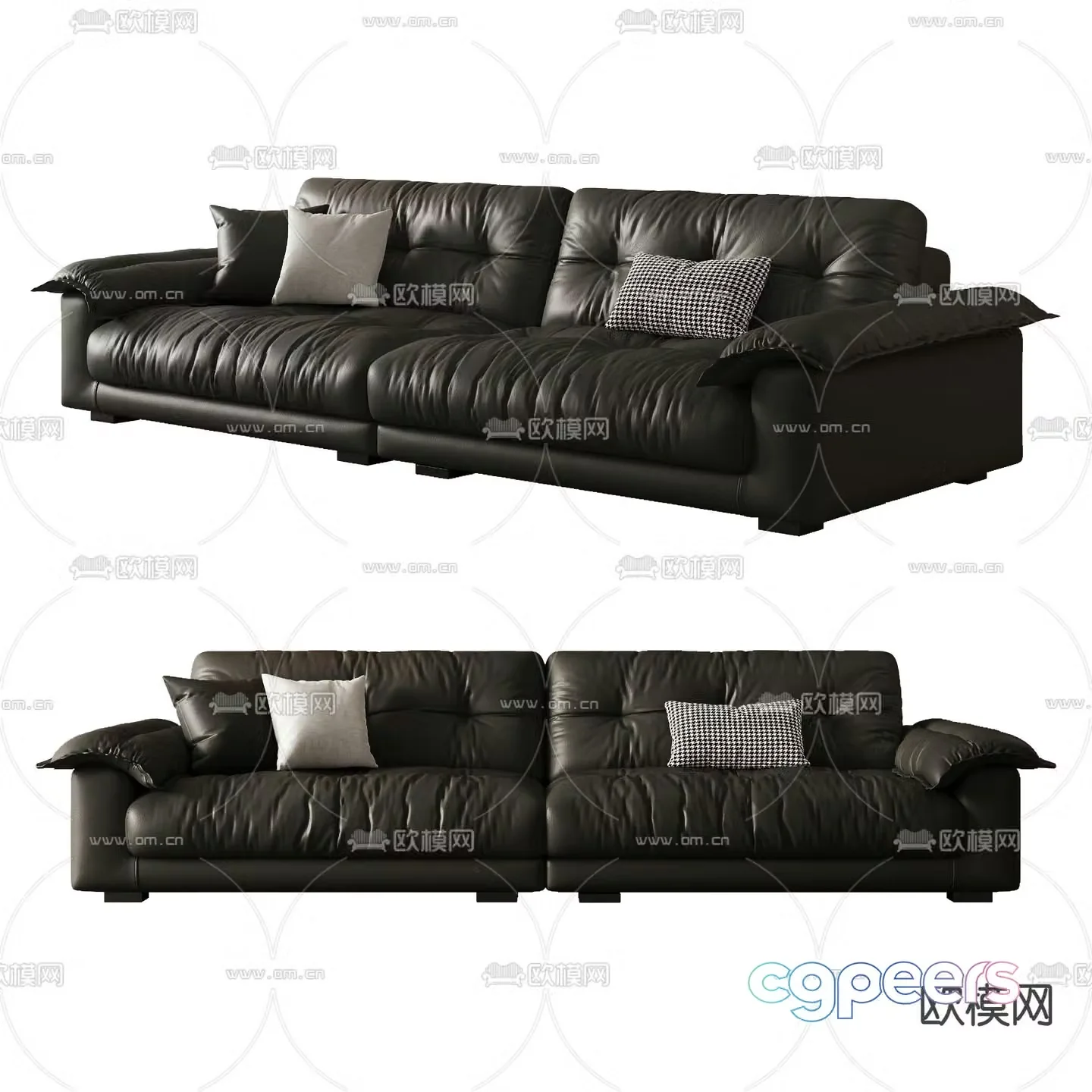 Double sofa leather sofa 3d model
