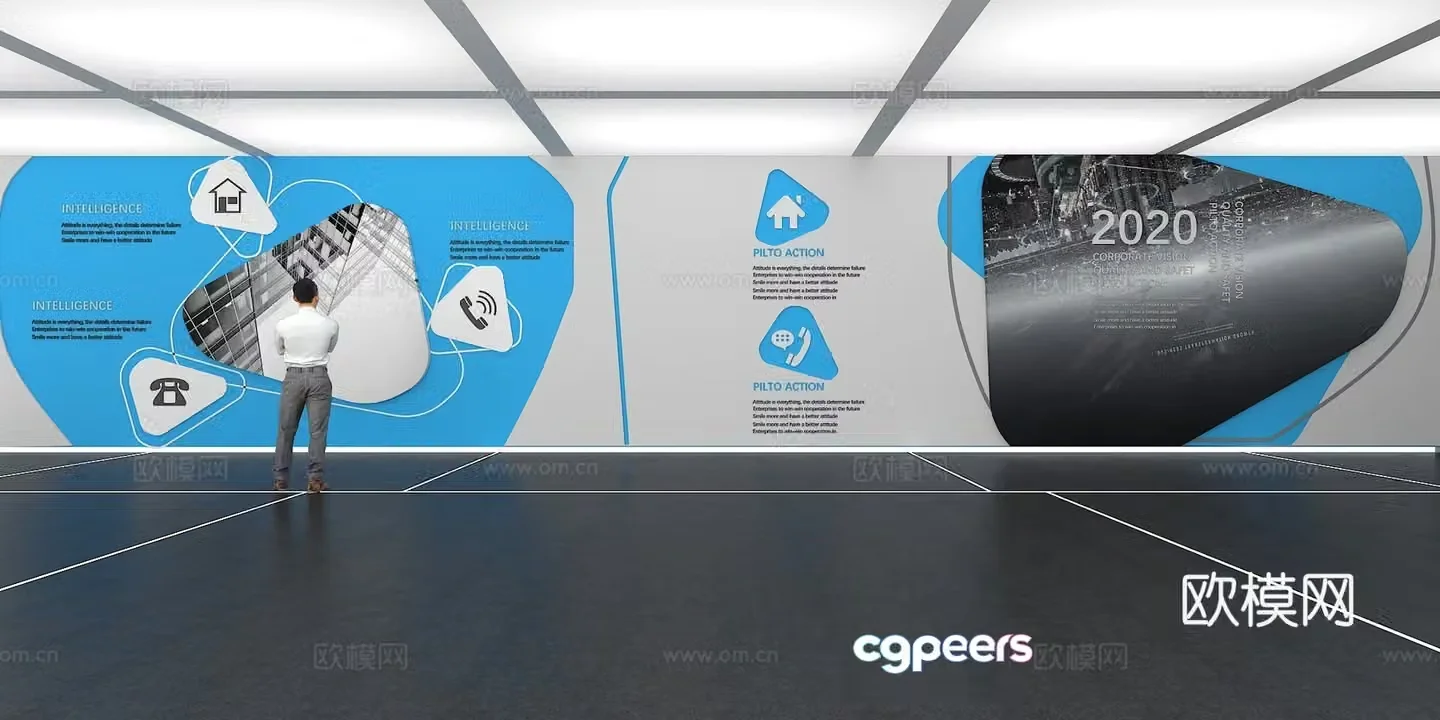 Cultural wall Corporate culture wall Display wall Classroom Exhibition hall Campus culture Corridor 3D model