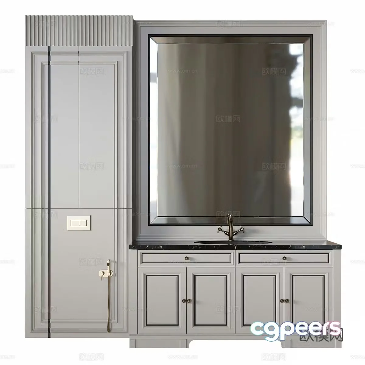 Modern light luxury bathroom cabinet 3D model
