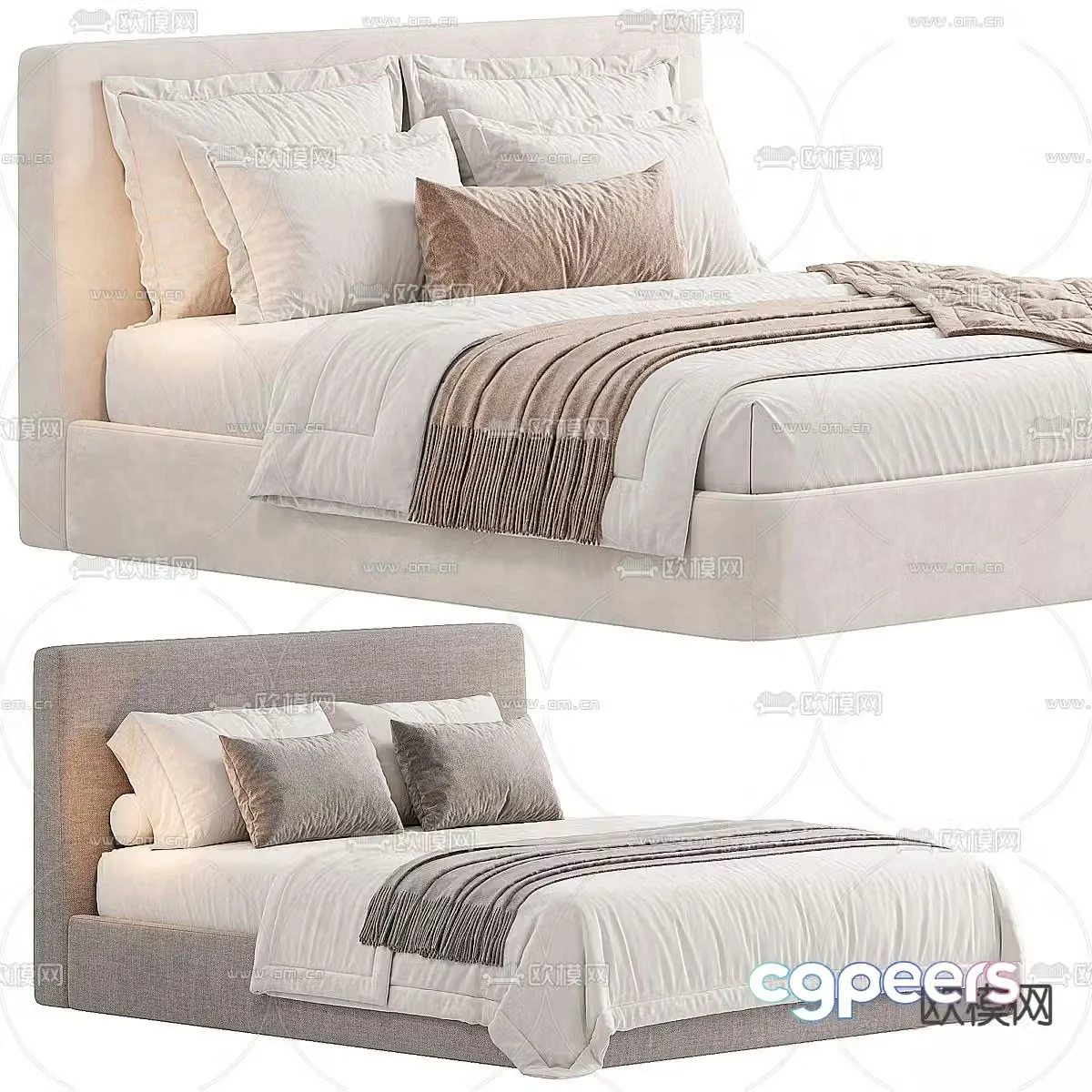 Wabi-sabi double bed 3d model