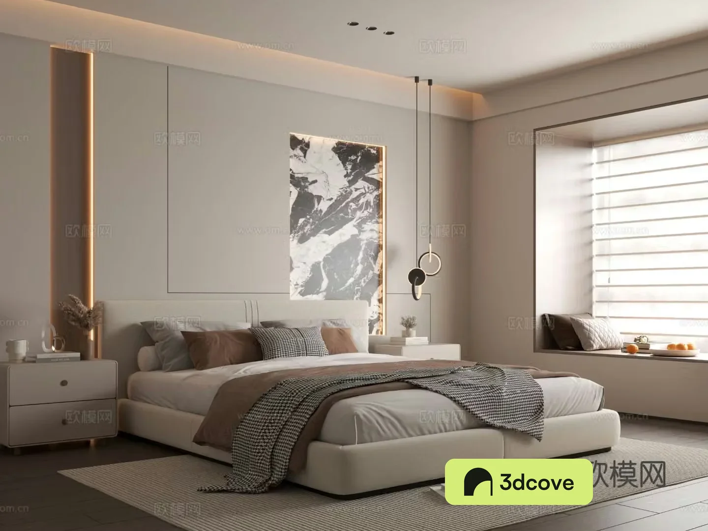 Modern bedroom Simple bedroom Bedding combination Bedroom background wall