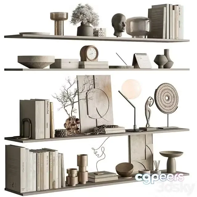 3ds Max Free – Decorative Set on Shelves 146