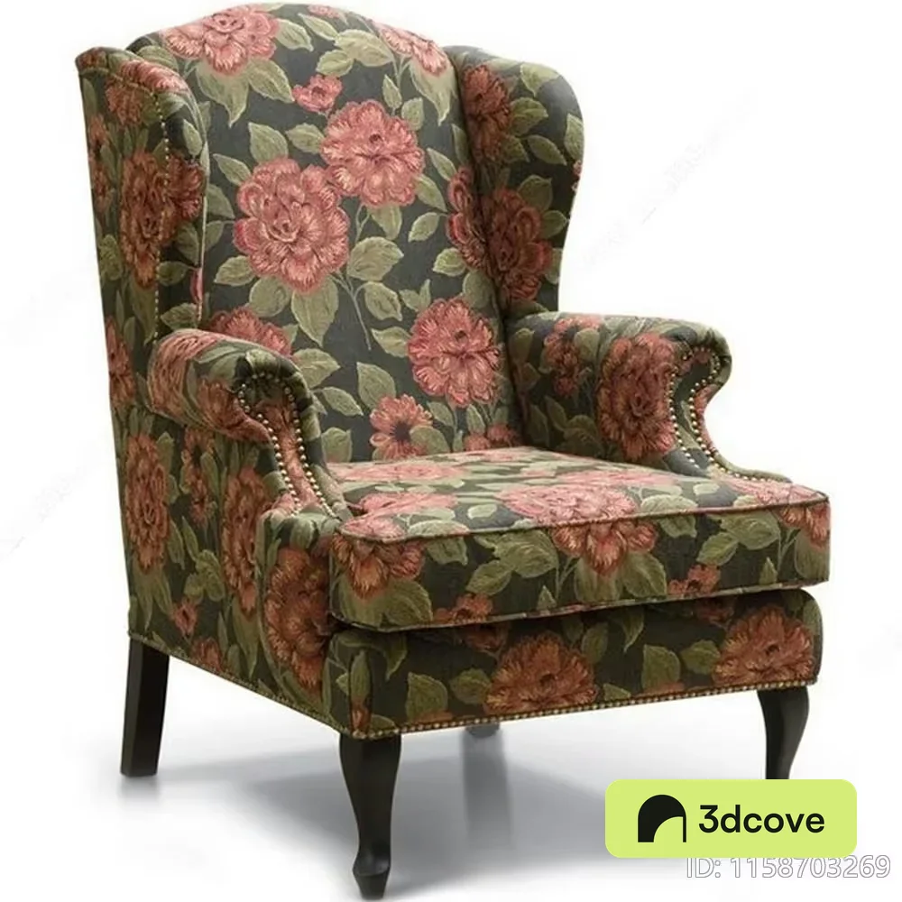 Floral Wingback Chair