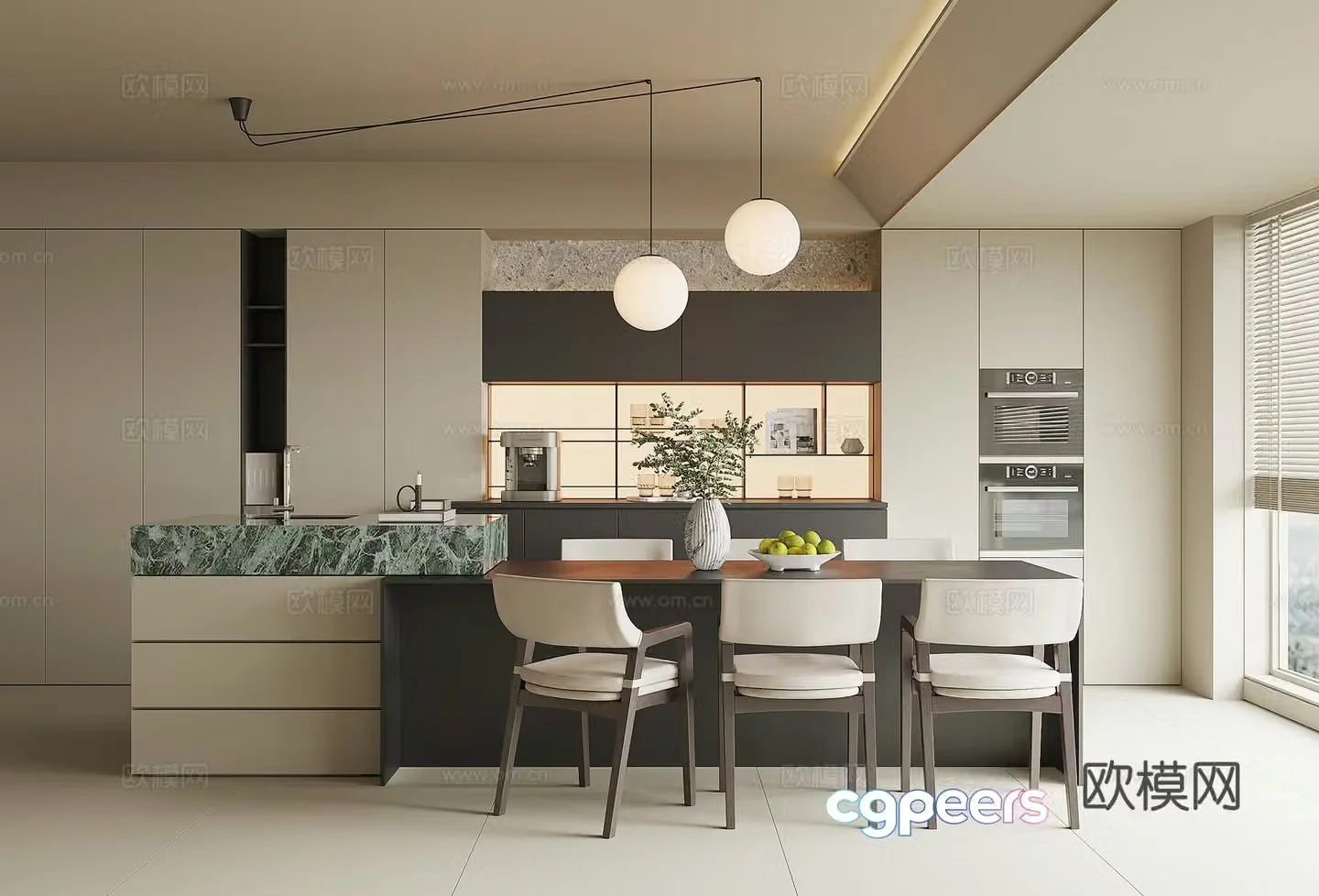 Modern home restaurant 3d model