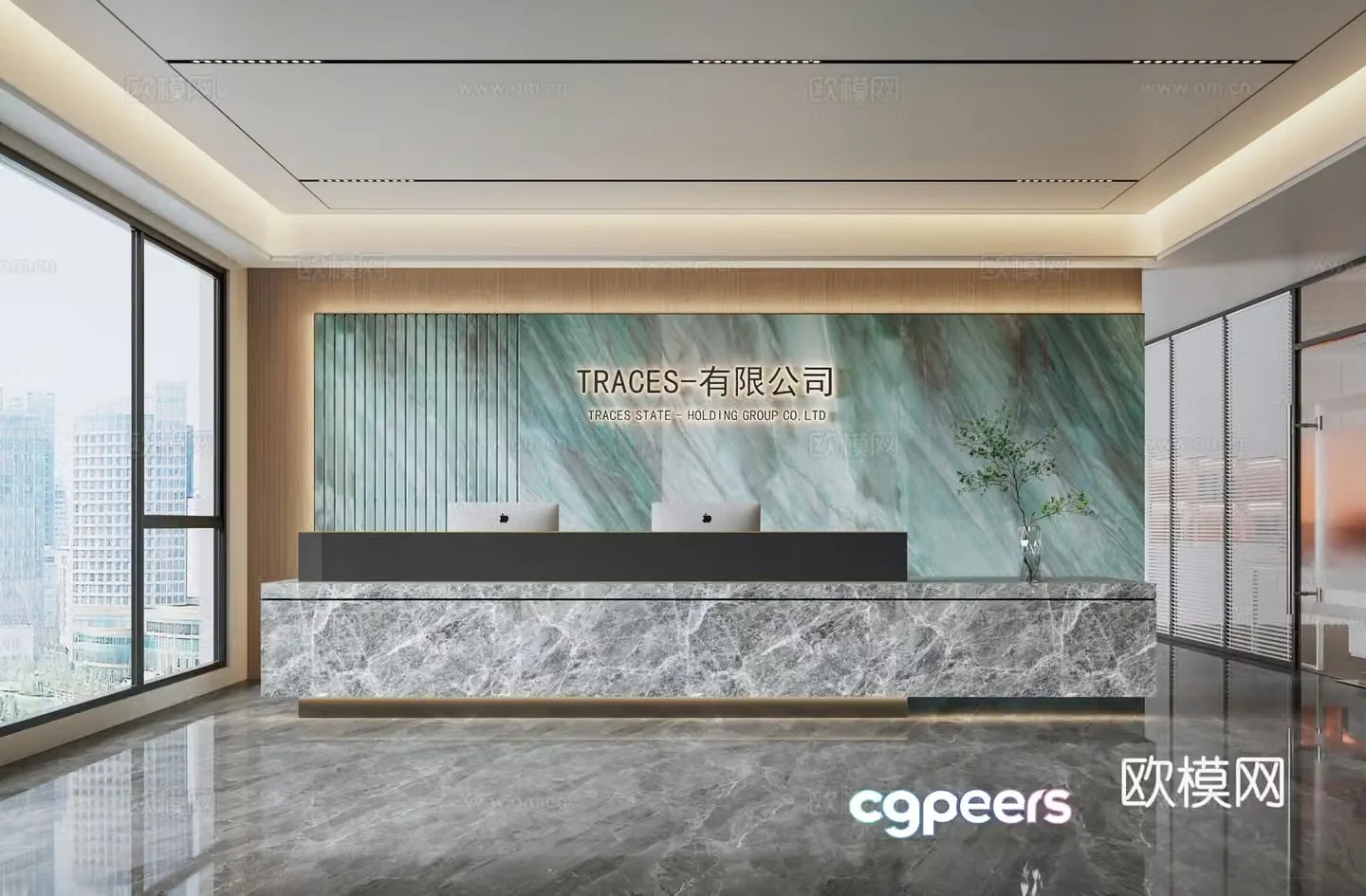 Modern company front desk 3D model
