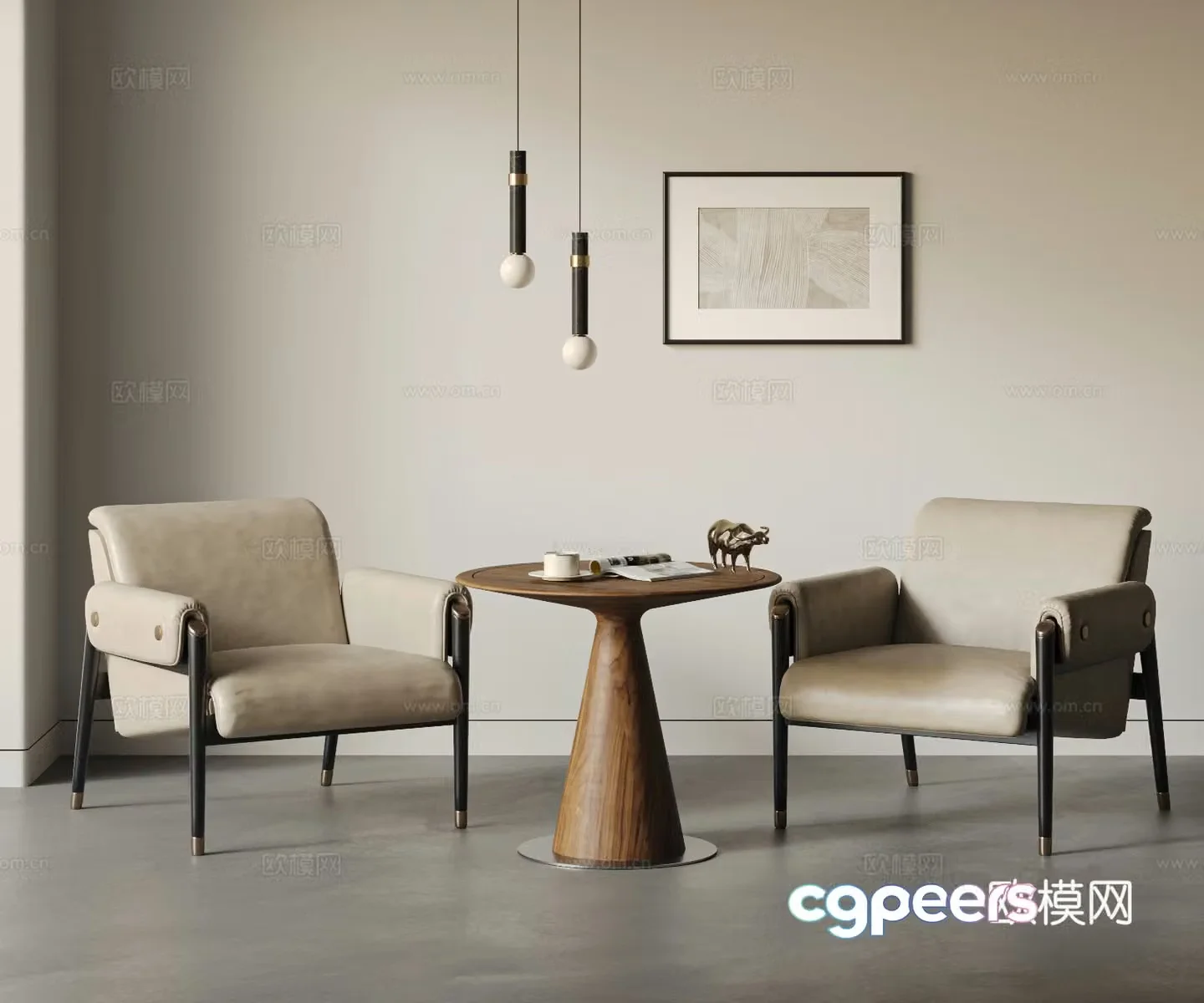 Modern negotiation table and chair combination leisure table and chair leisure chair sofa chair leather negotiation table 3D model