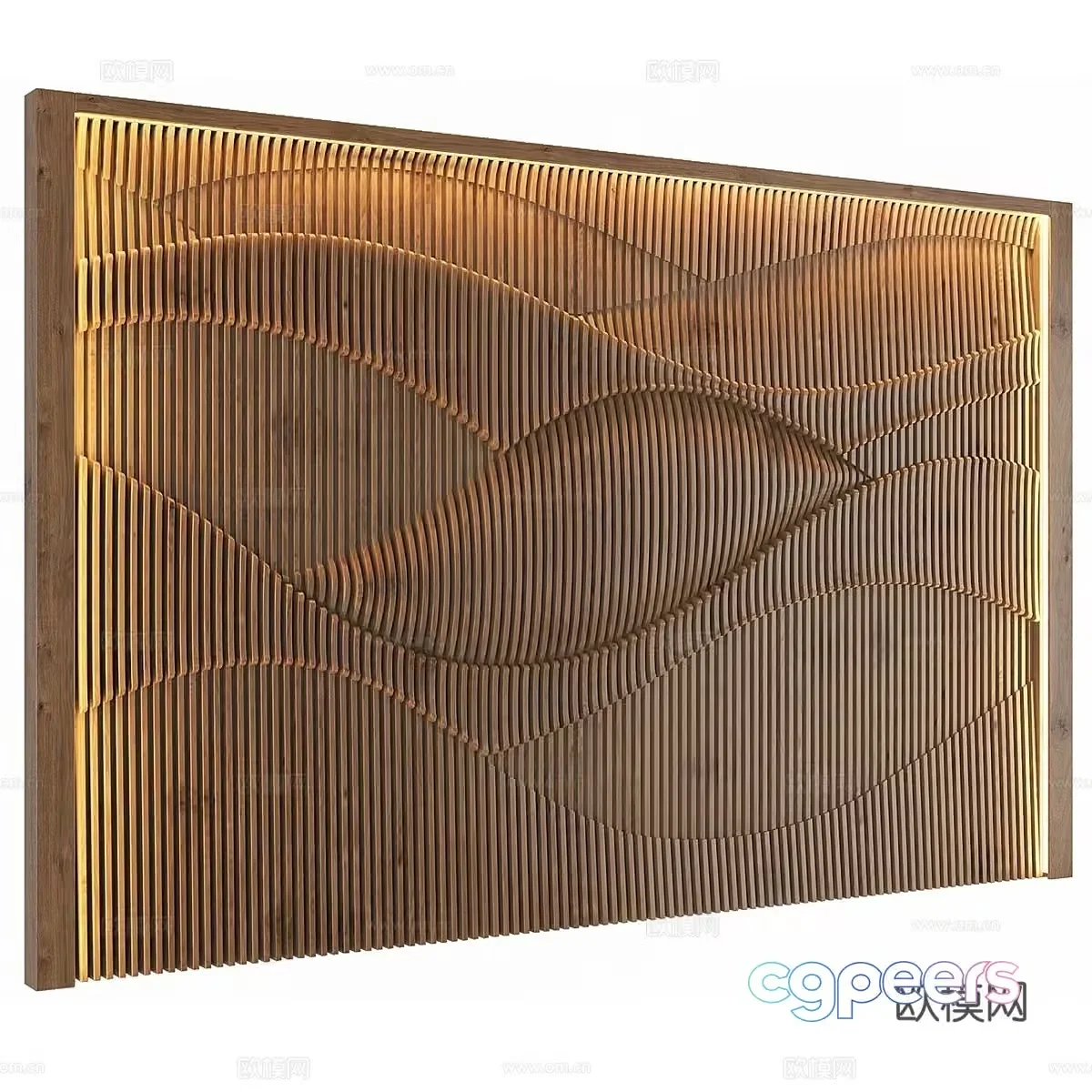A Wooden Wall Art Piece With A Unique Design 3D Model – 19528 – VRAY Render