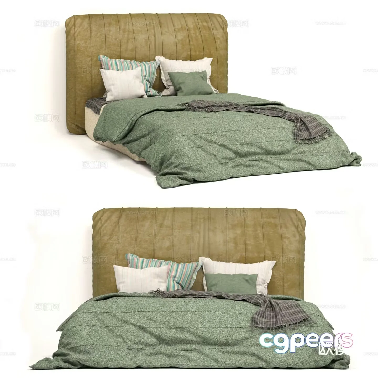 Modern double bed 3d model