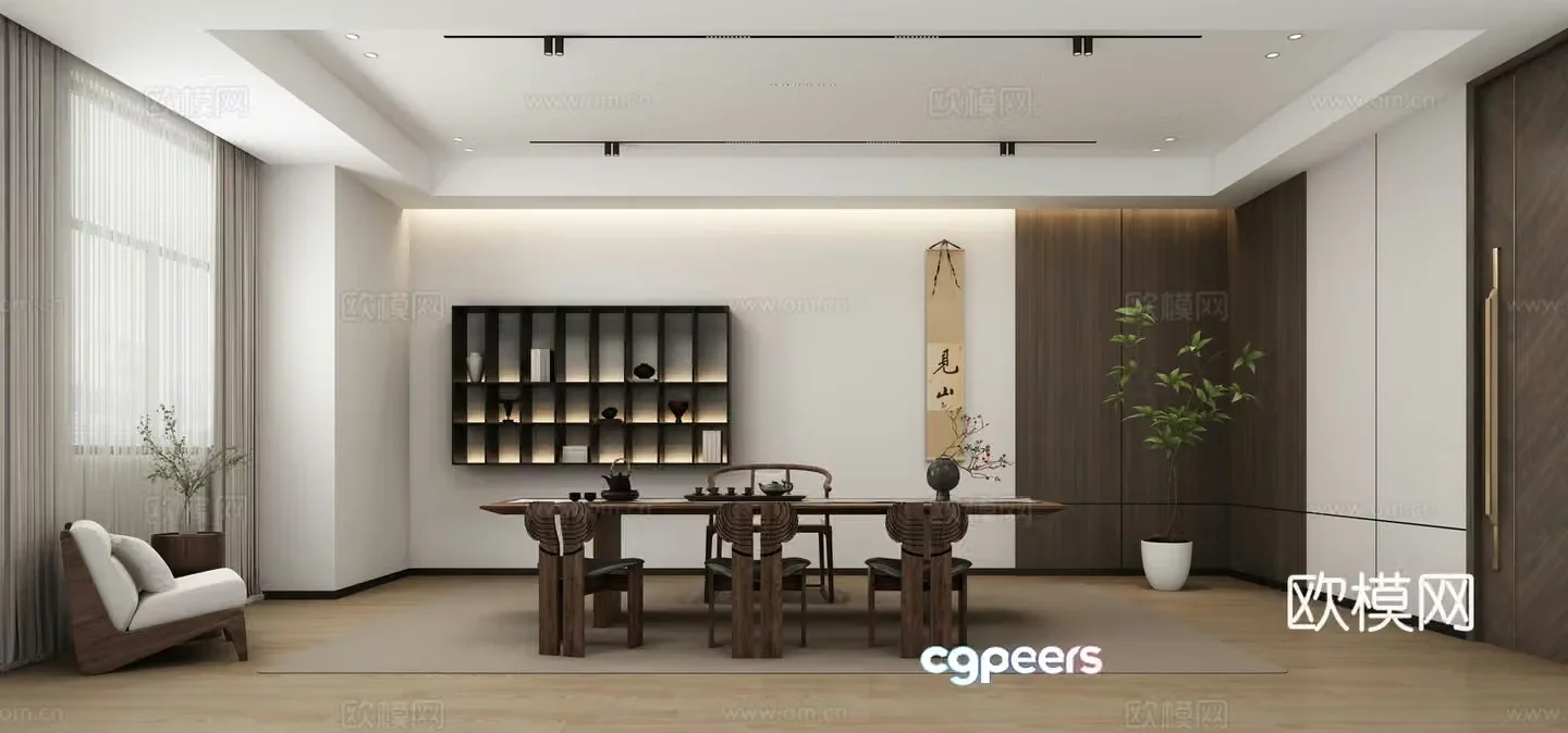 Modern Zen Tea Room 3D Model