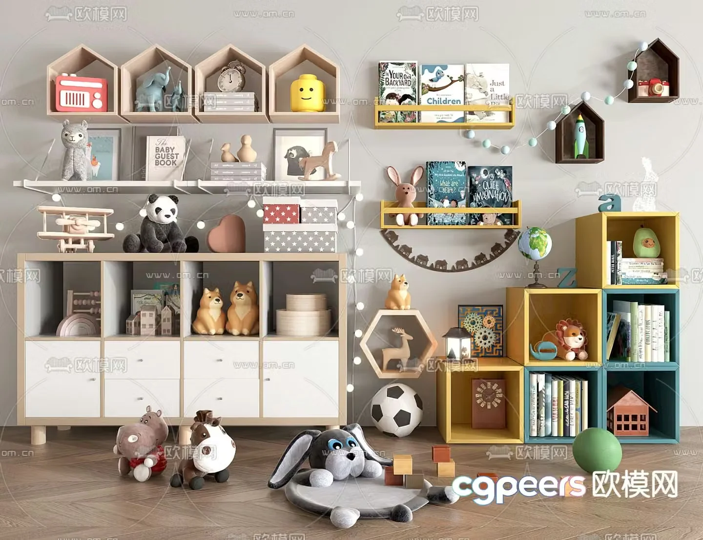 Children’s bookcase toy cabinet 3d model
