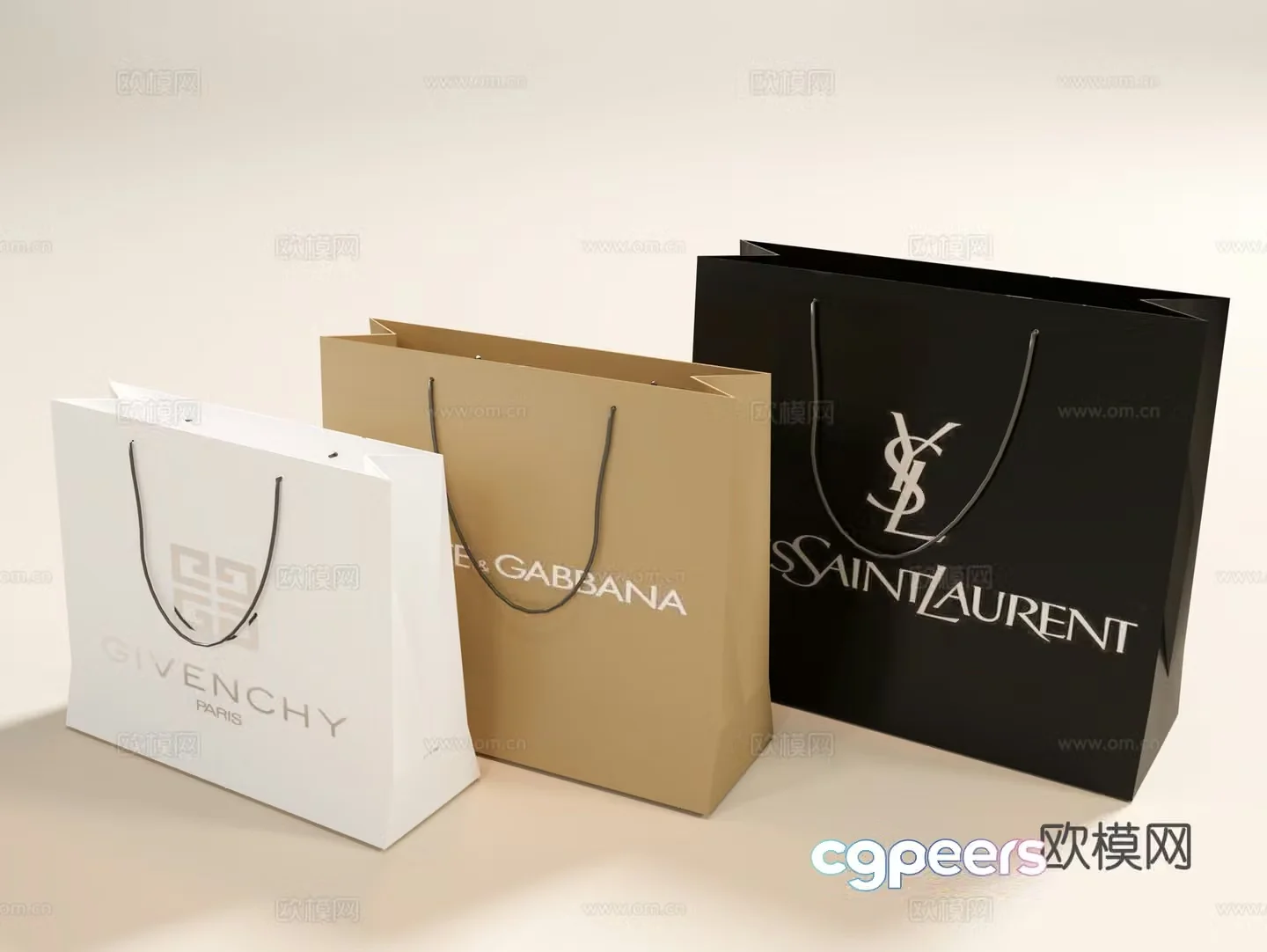 Modern bag handbag packaging bag shopping bag bag cloth bag light luxury bag 3d model
