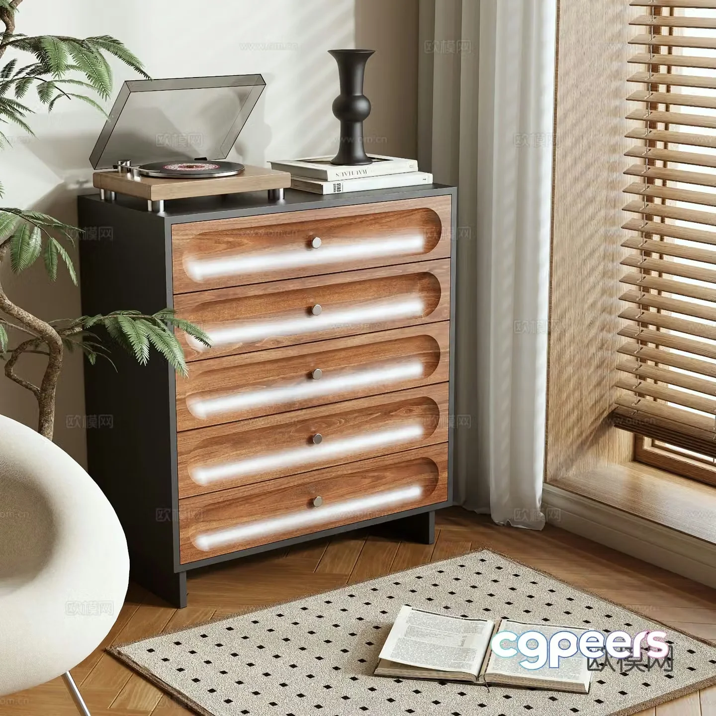 Medieval style chest of drawers 3D model