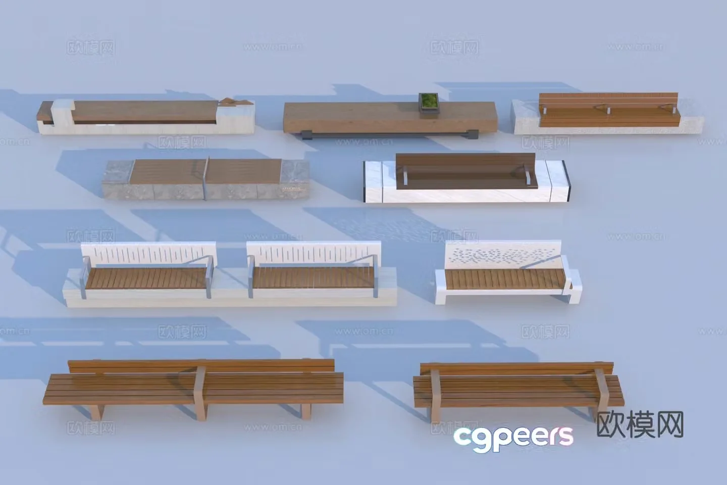 Modern outdoor chair bench landscape seat 3D model