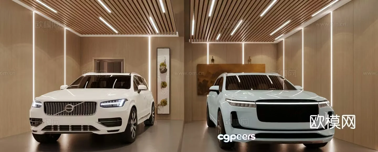 New Chinese style villa garage 3d model