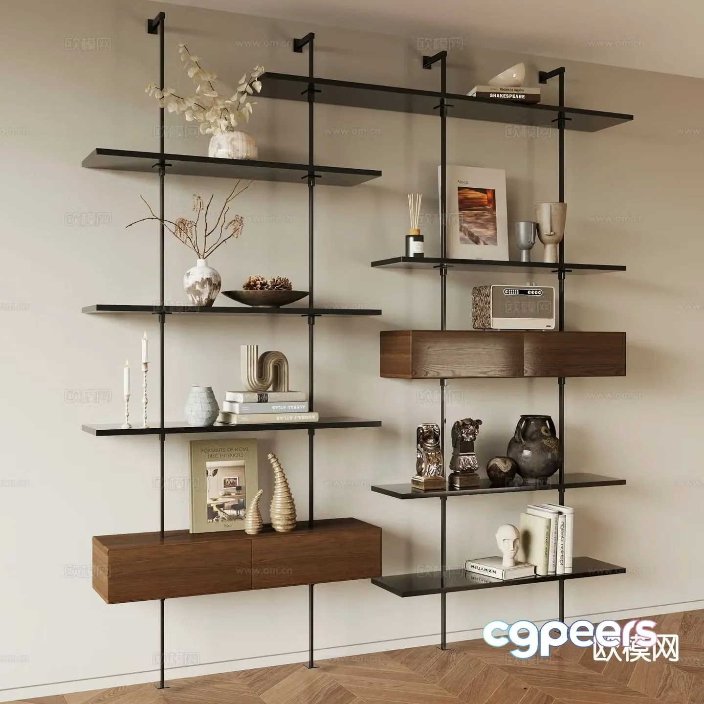 Middle-aged style decorative frame display rack 3d model