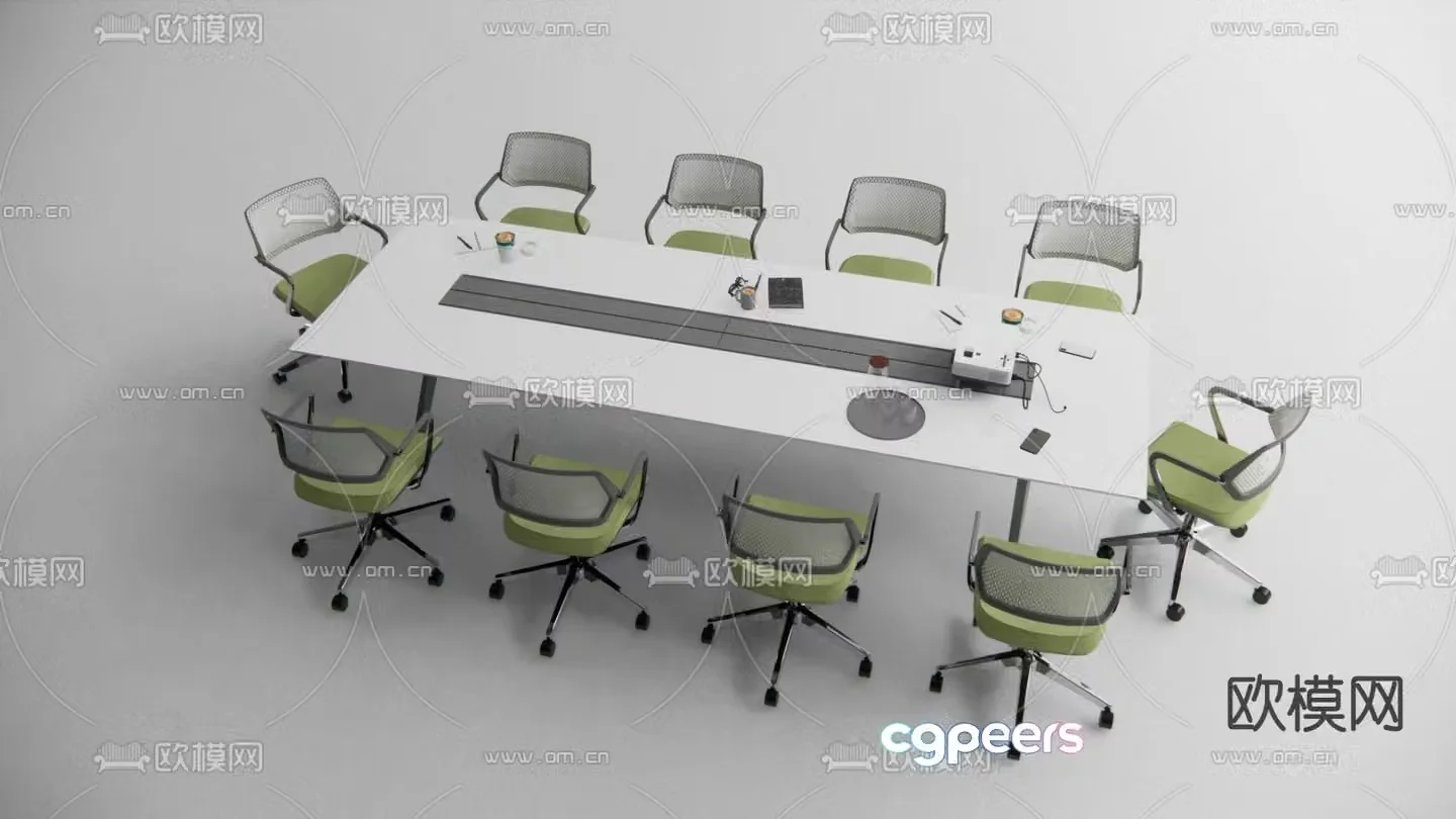 Ten-person conference table and chairs conference table 3D model