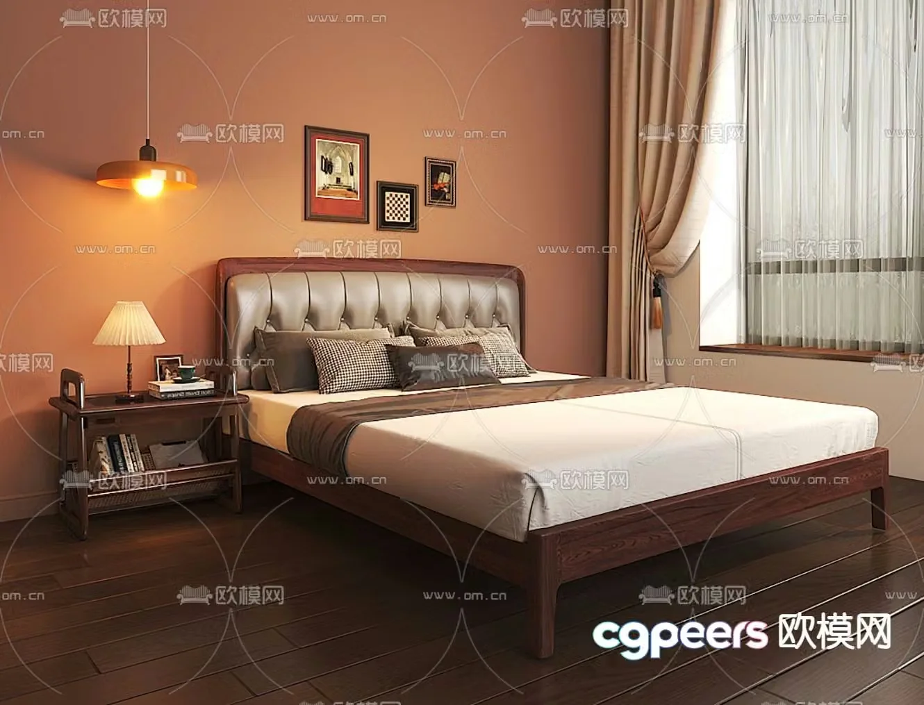 Medieval style double bed 3d model