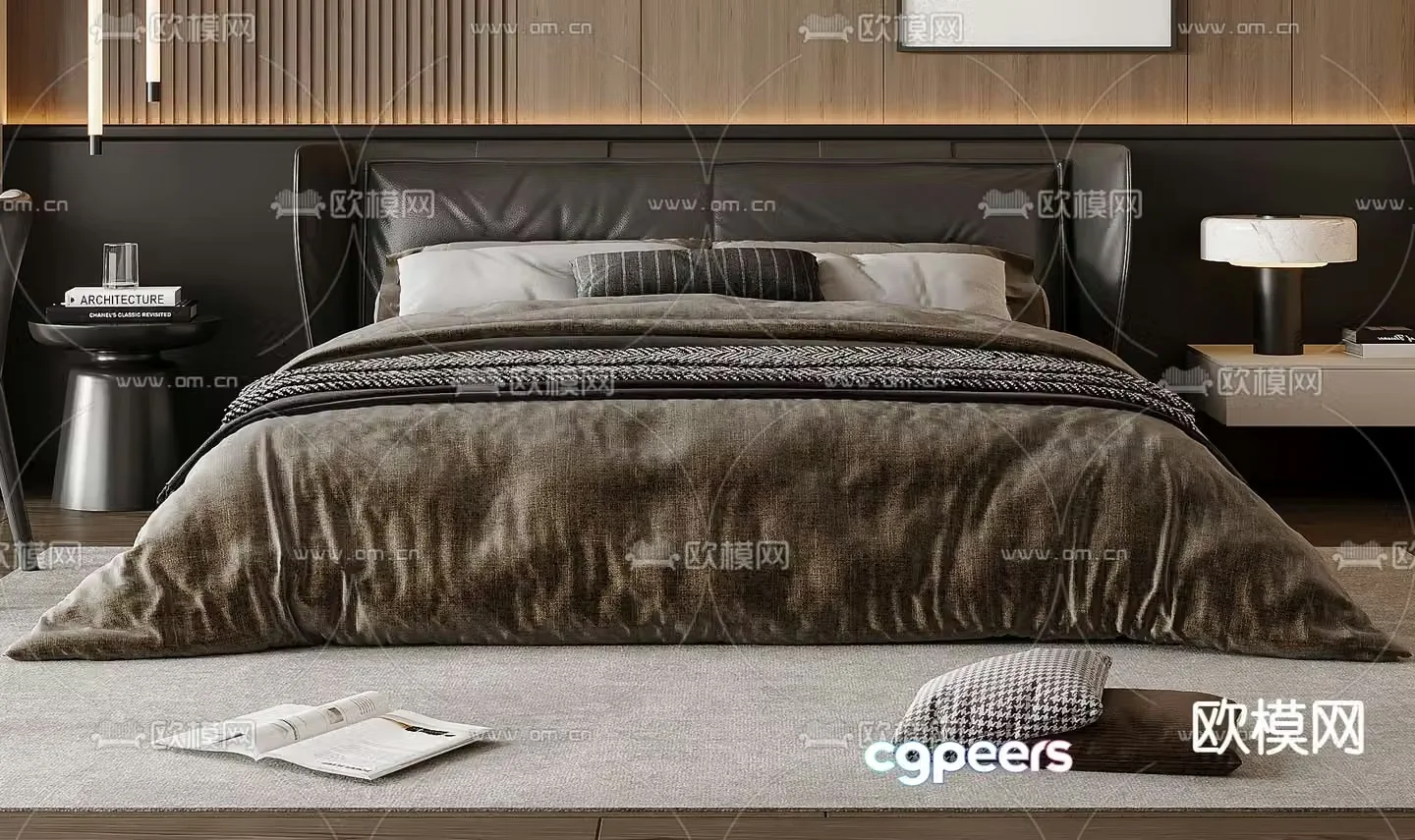 Italian double bed 3d model