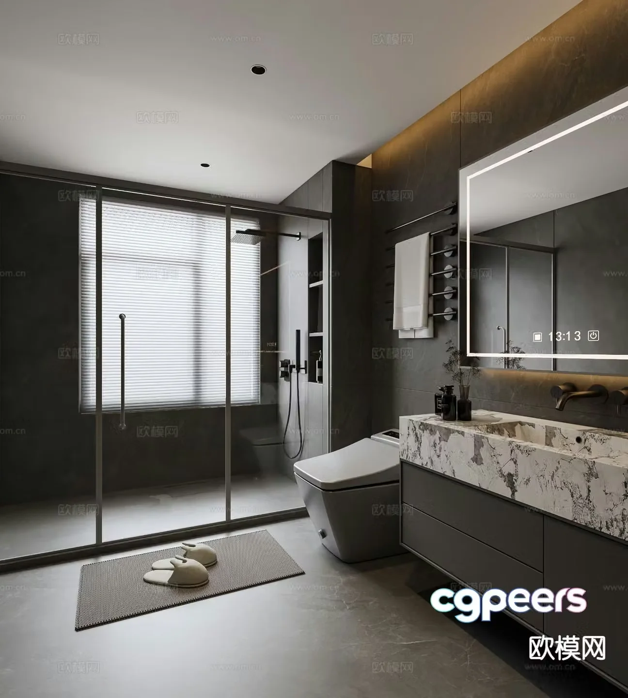 Premium gray bathroom bathroom 3d model