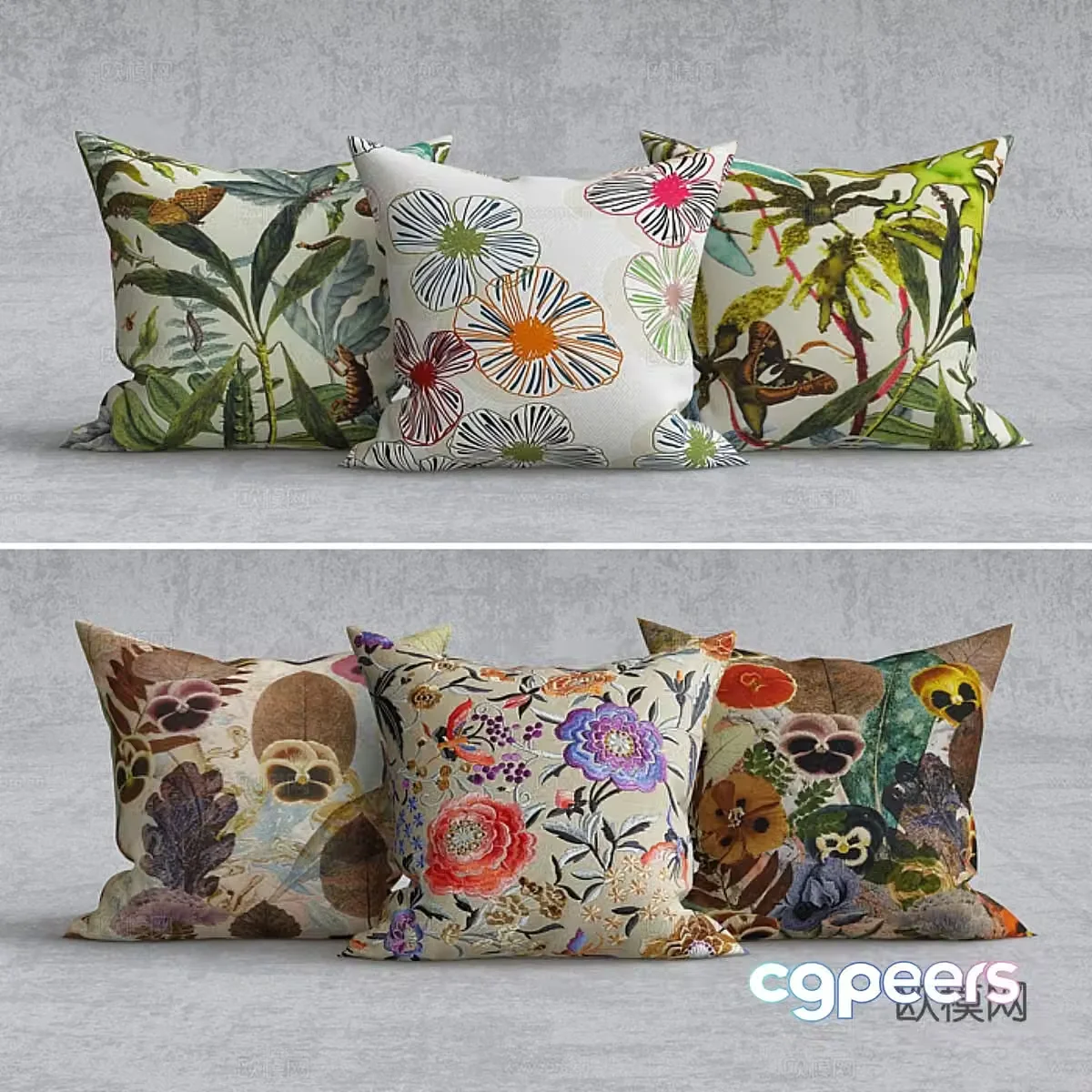 New Chinese style light luxury fabric pillow 3D model
