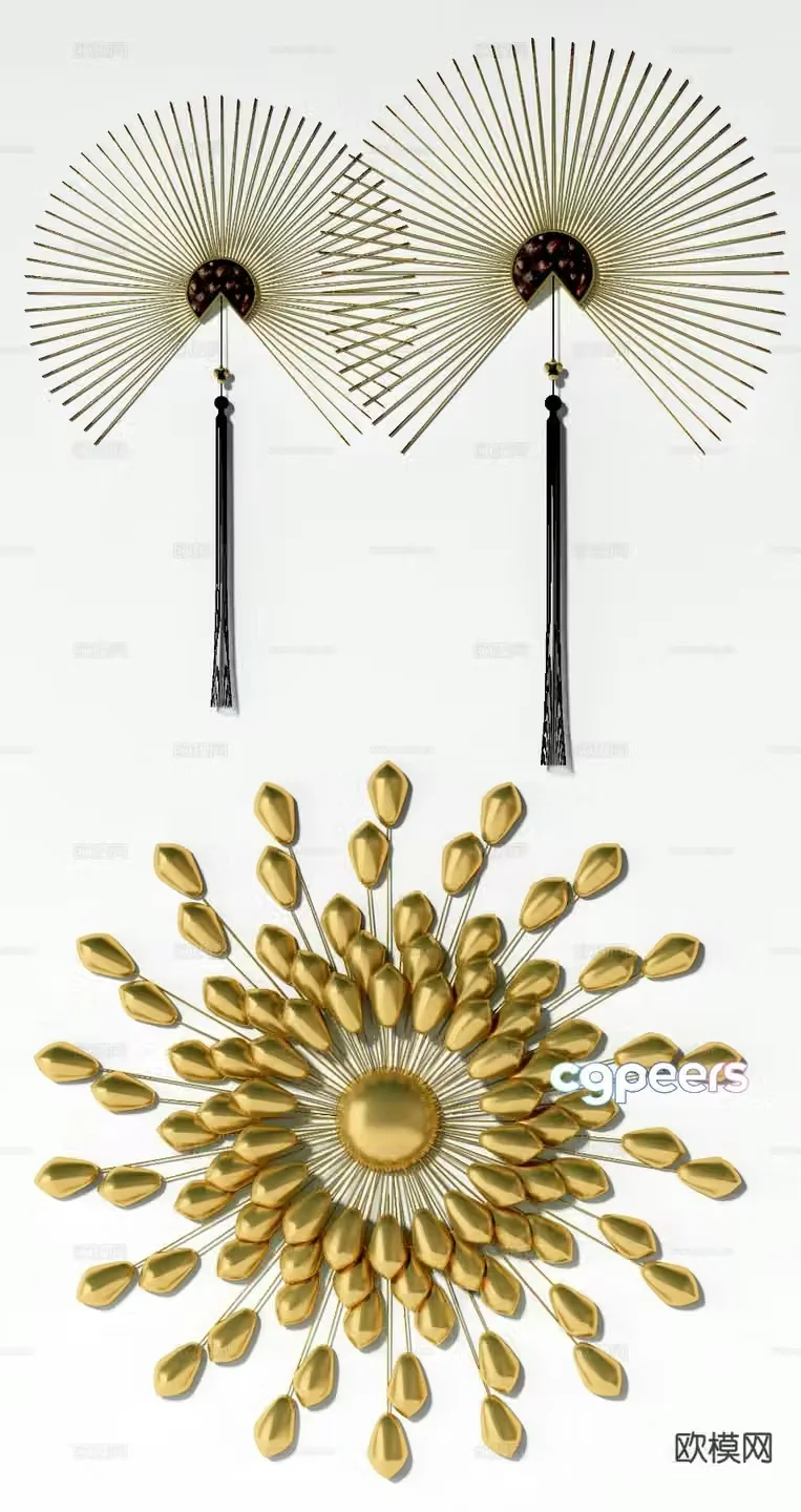 Fan-shaped wall decoration metal hanging decoration 3d model