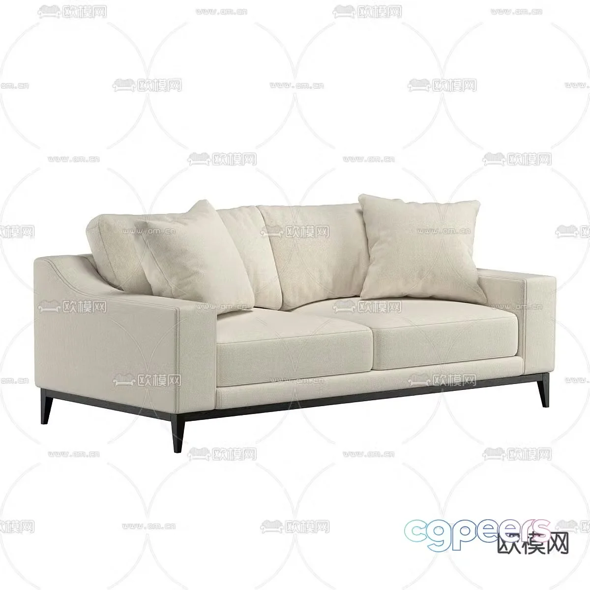 Double sofa upholstered sofa 3d model