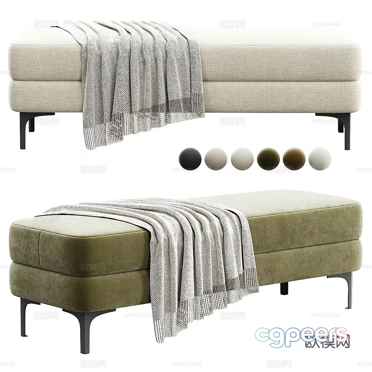 Modern Italian light luxury MENDINI bench 3D model
