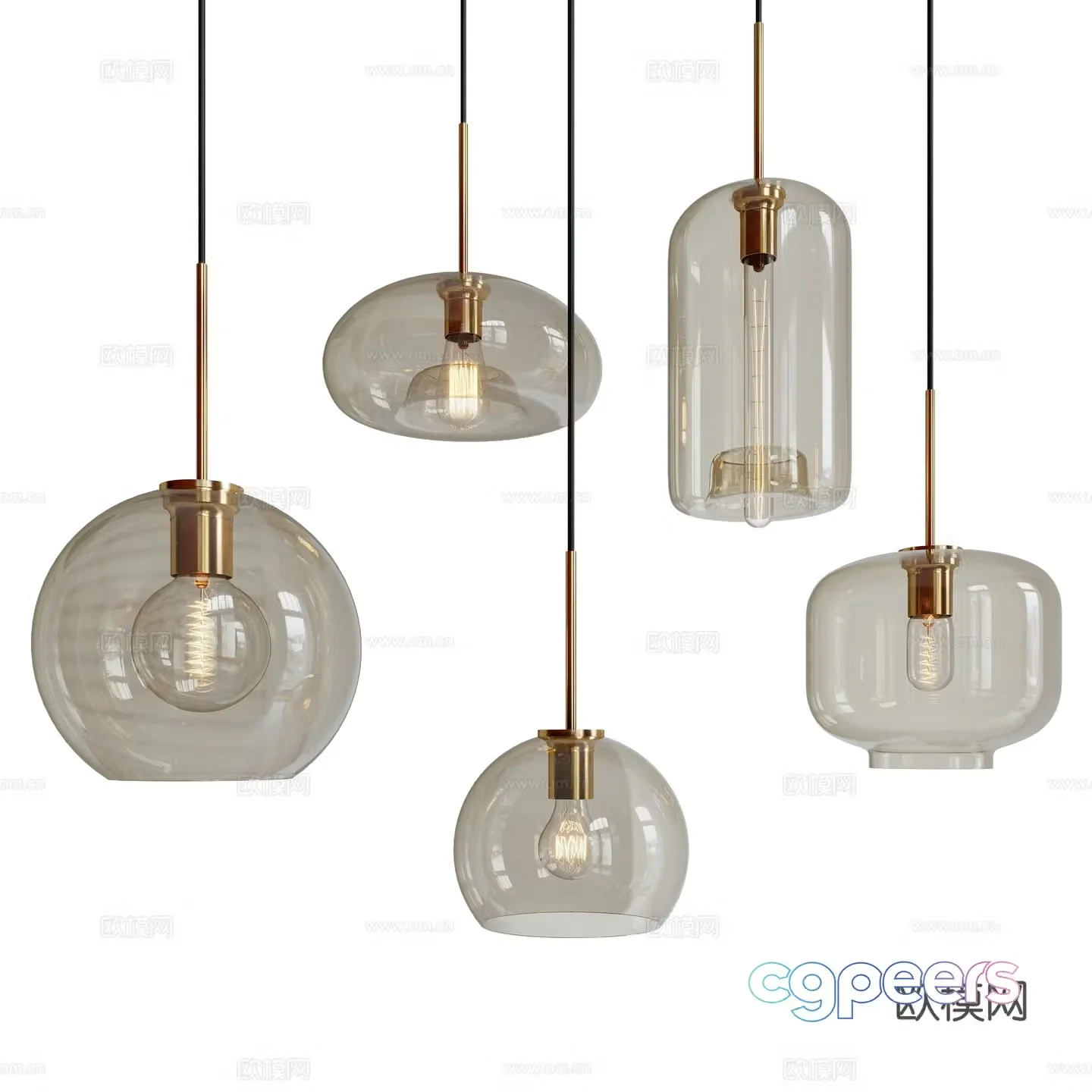 Modern light luxury metal glass decorative small chandelier 3d model