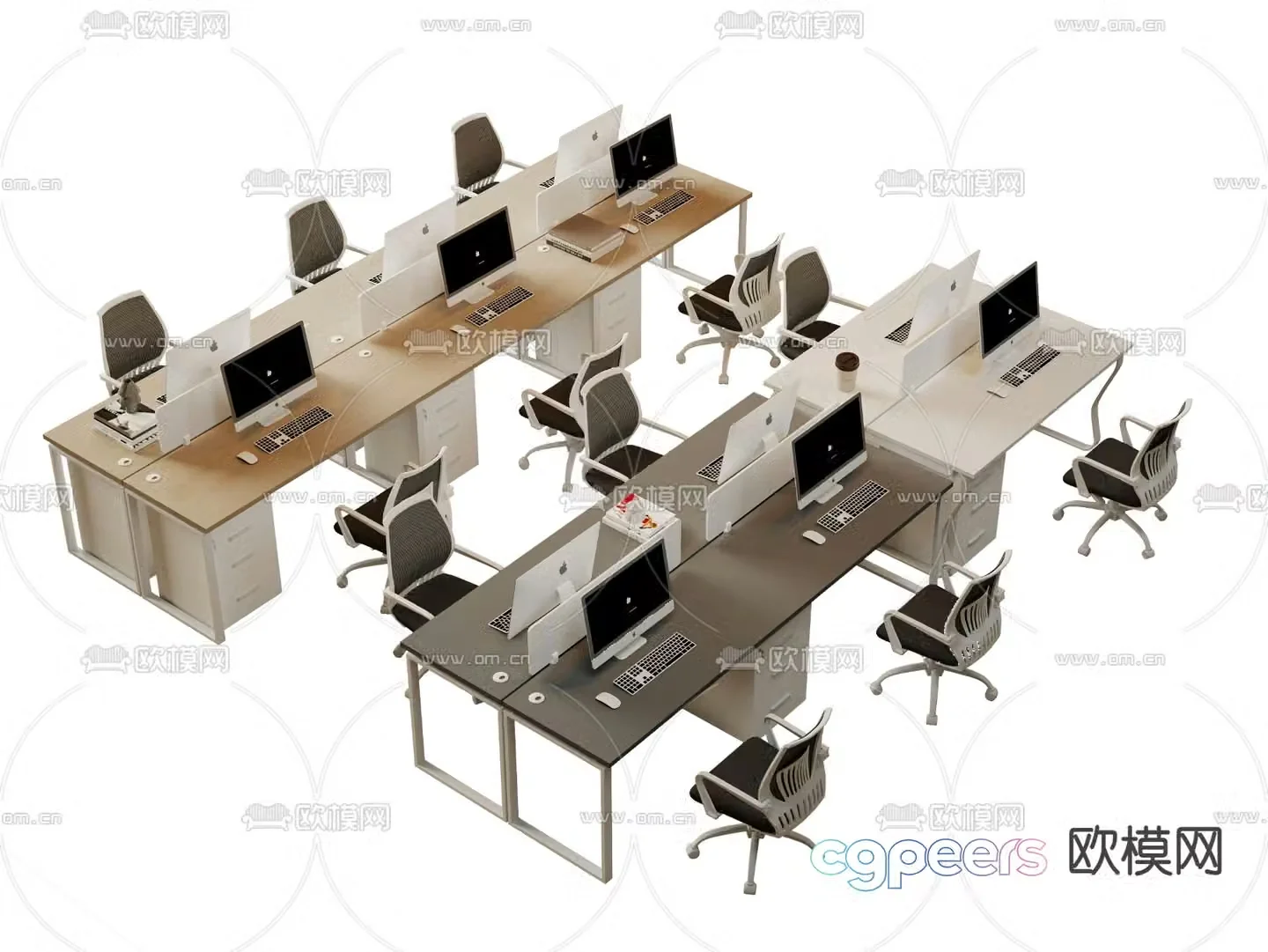Card space desk workstation 3D model