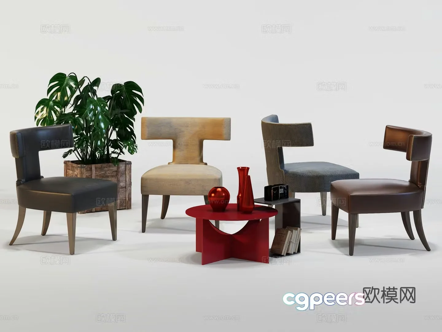 Modern leisure chair Book chair Dining chair Single chair 3d model