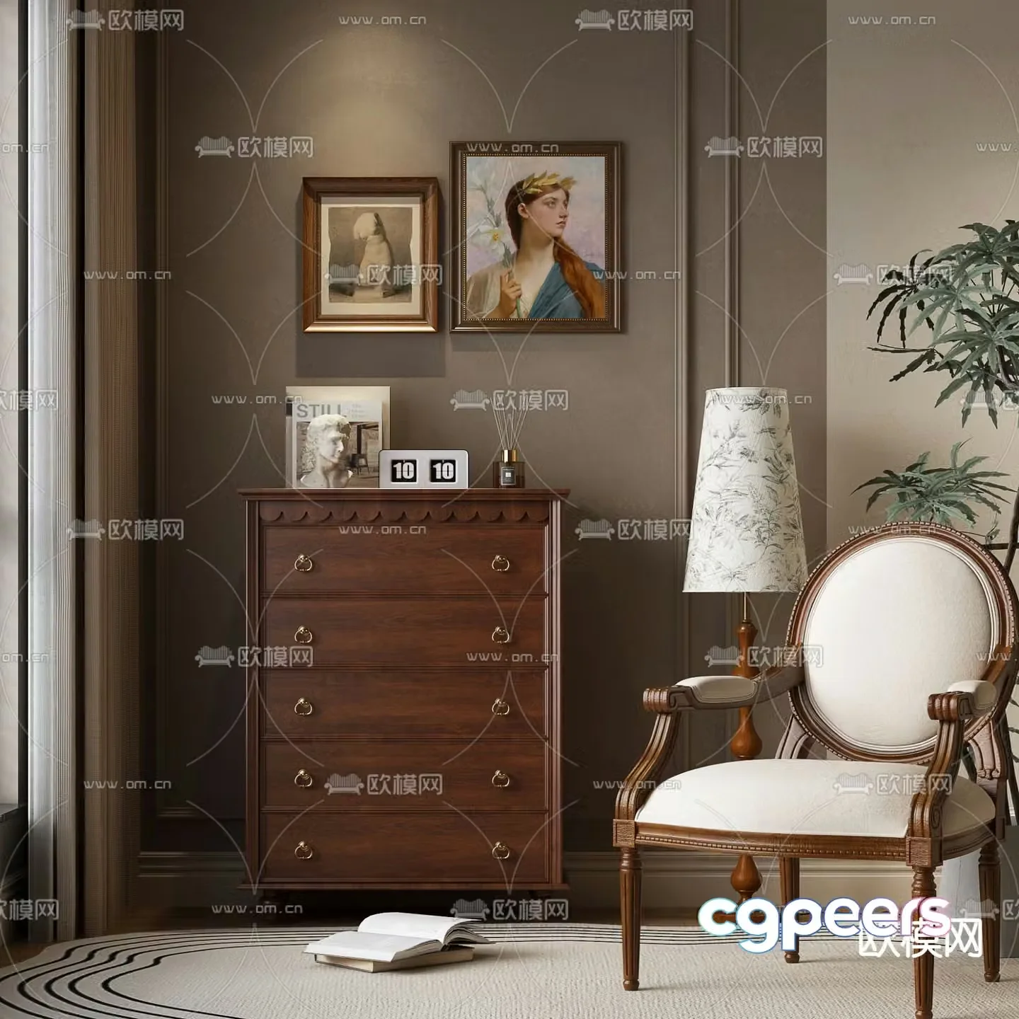 Medieval style entrance cabinet 3D model